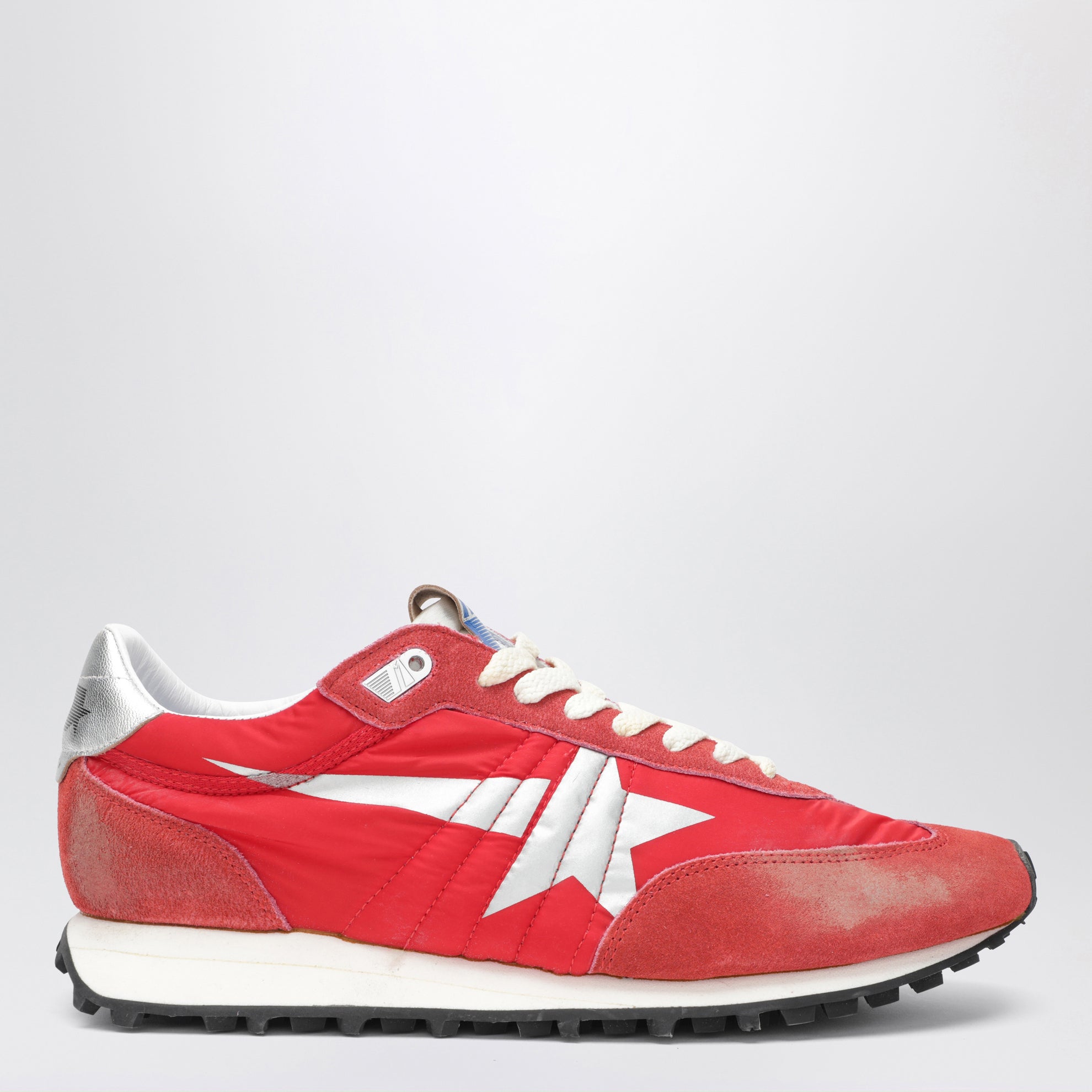 Sneakers Marathon rossa/argento in nylon e suede