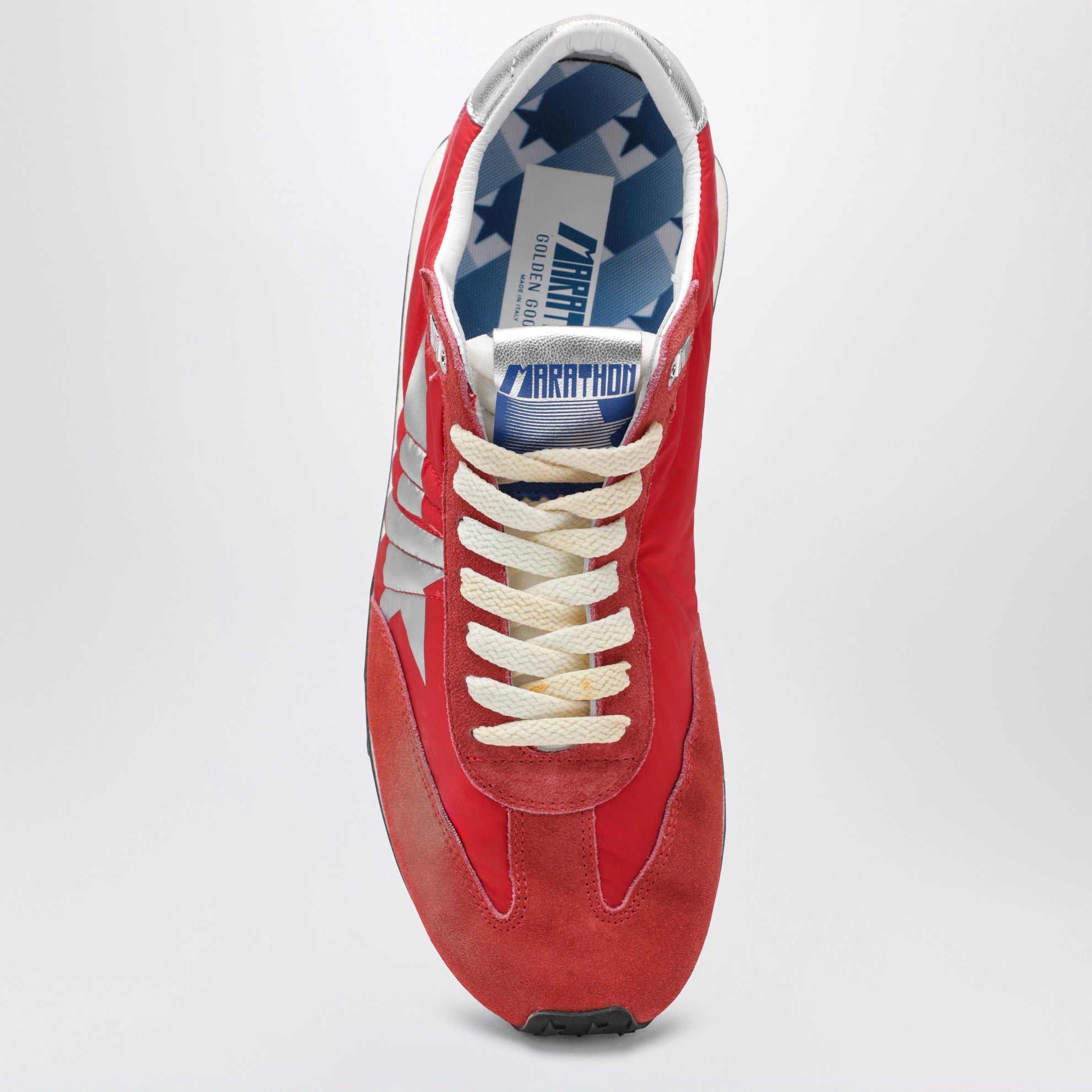 Sneakers Marathon rossa/argento in nylon e suede
