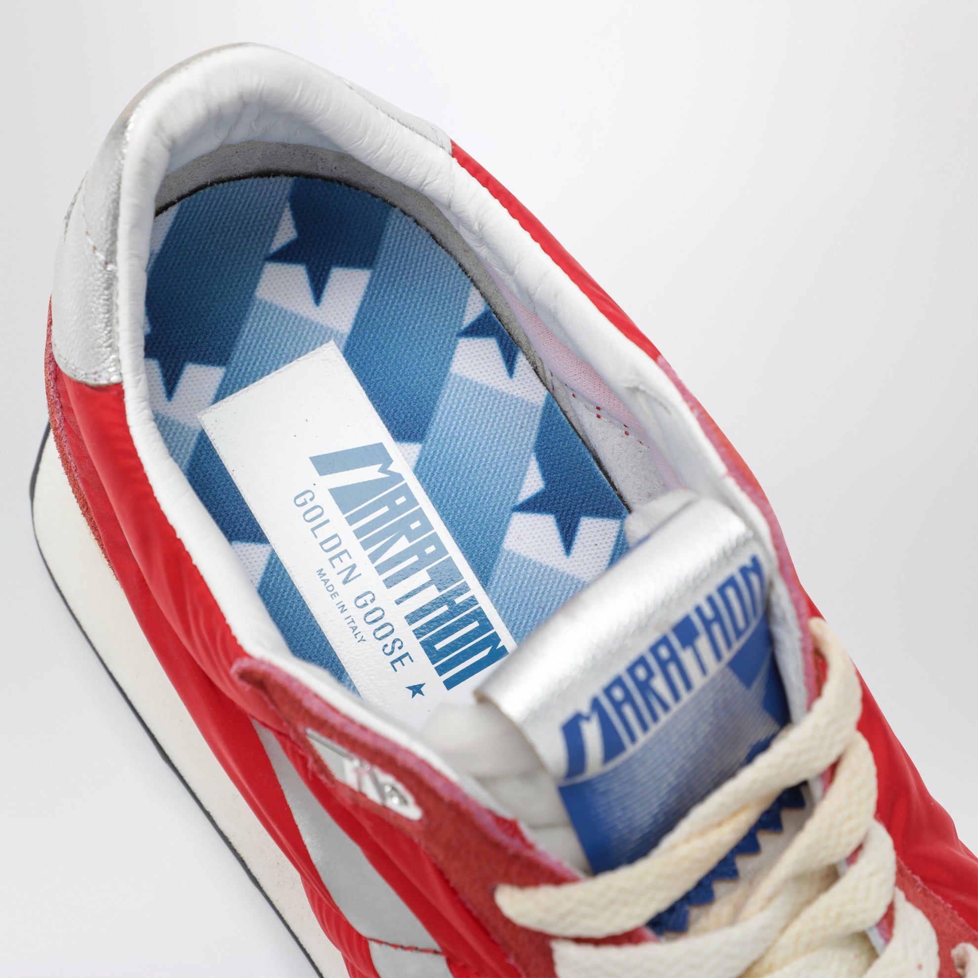 Sneakers Marathon rossa/argento in nylon e suede