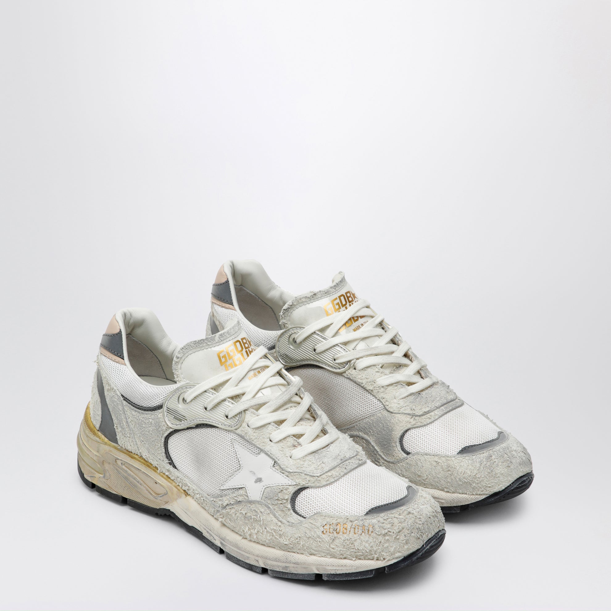Sneaker Dad-Star in suede e rete bianca/argento