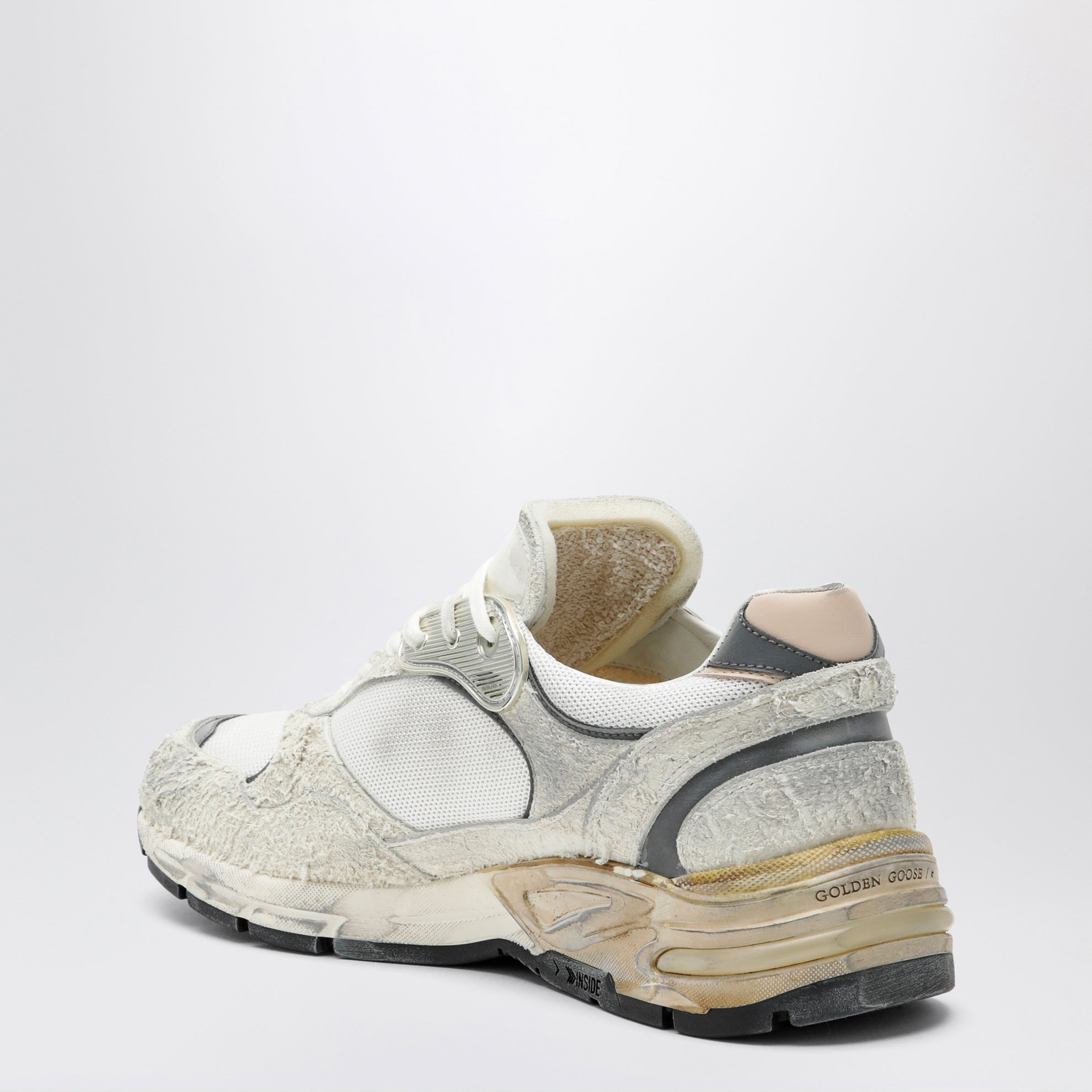 Sneaker Dad-Star in suede e rete bianca/argento