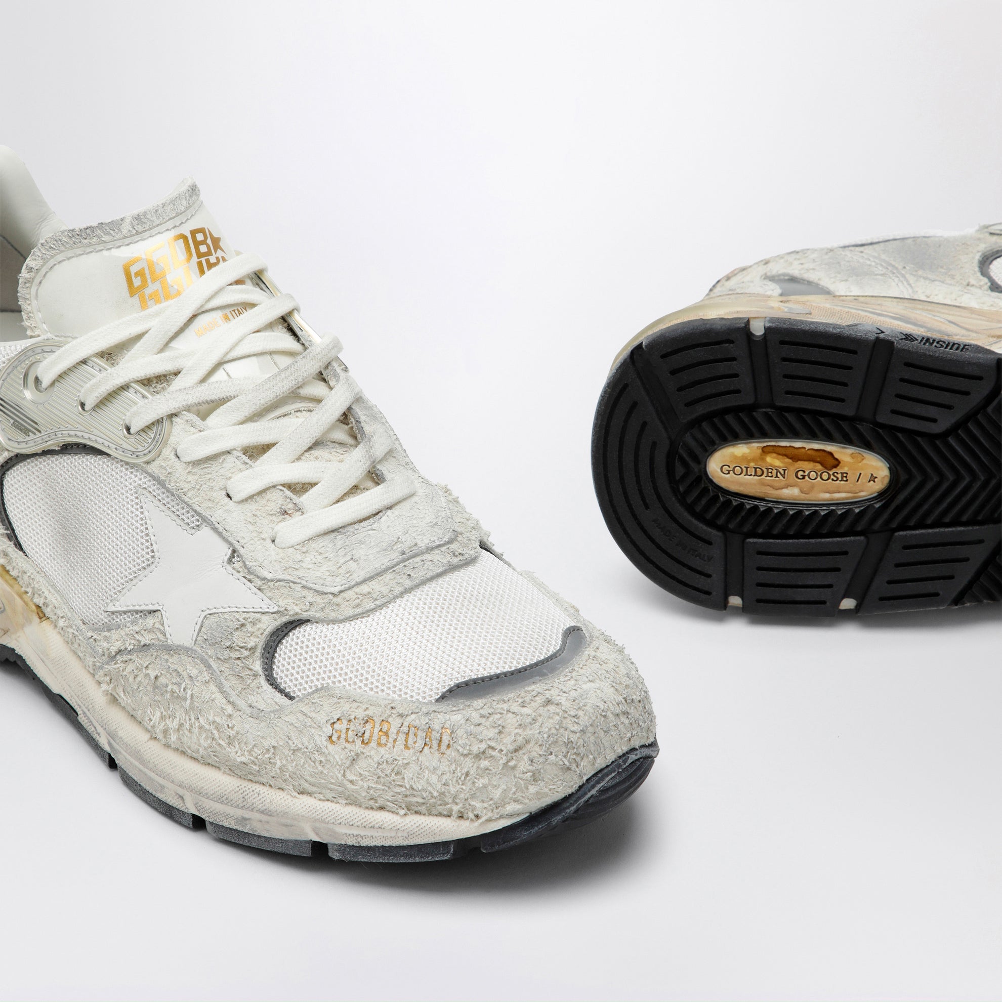 Sneaker Dad-Star in suede e rete bianca/argento