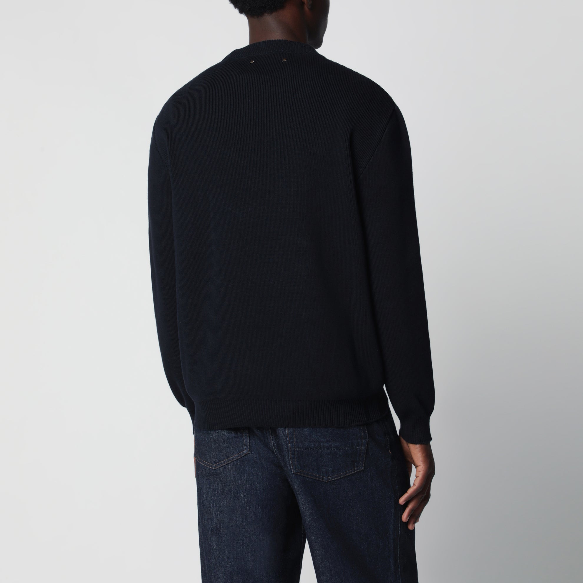 Dunkelblauer Pullover aus Baumwollmischung mit Used-Effekt