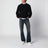Maglione girocollo nero in cotone con scritta Golden