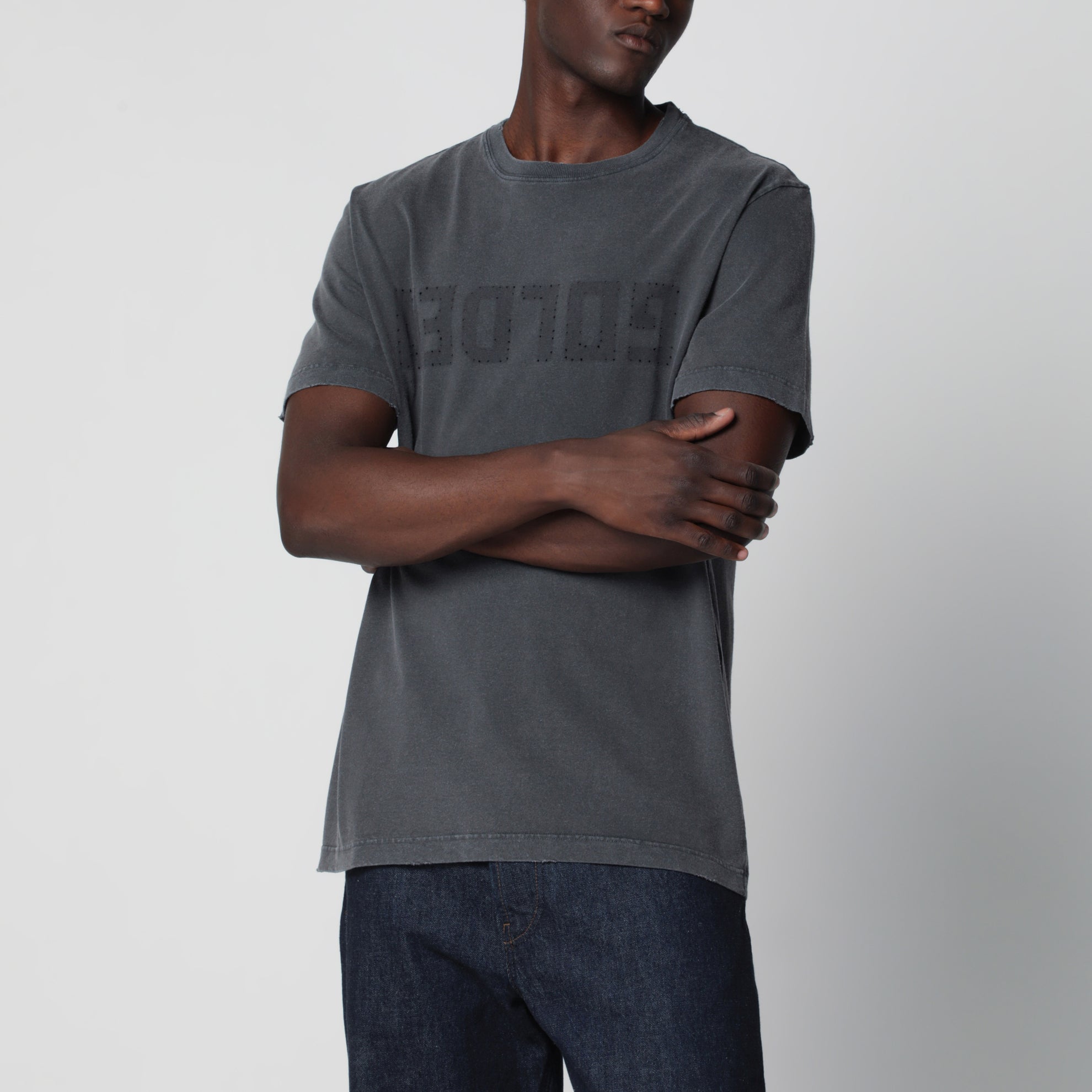 Anthracite grey vintage-effect T-shirt