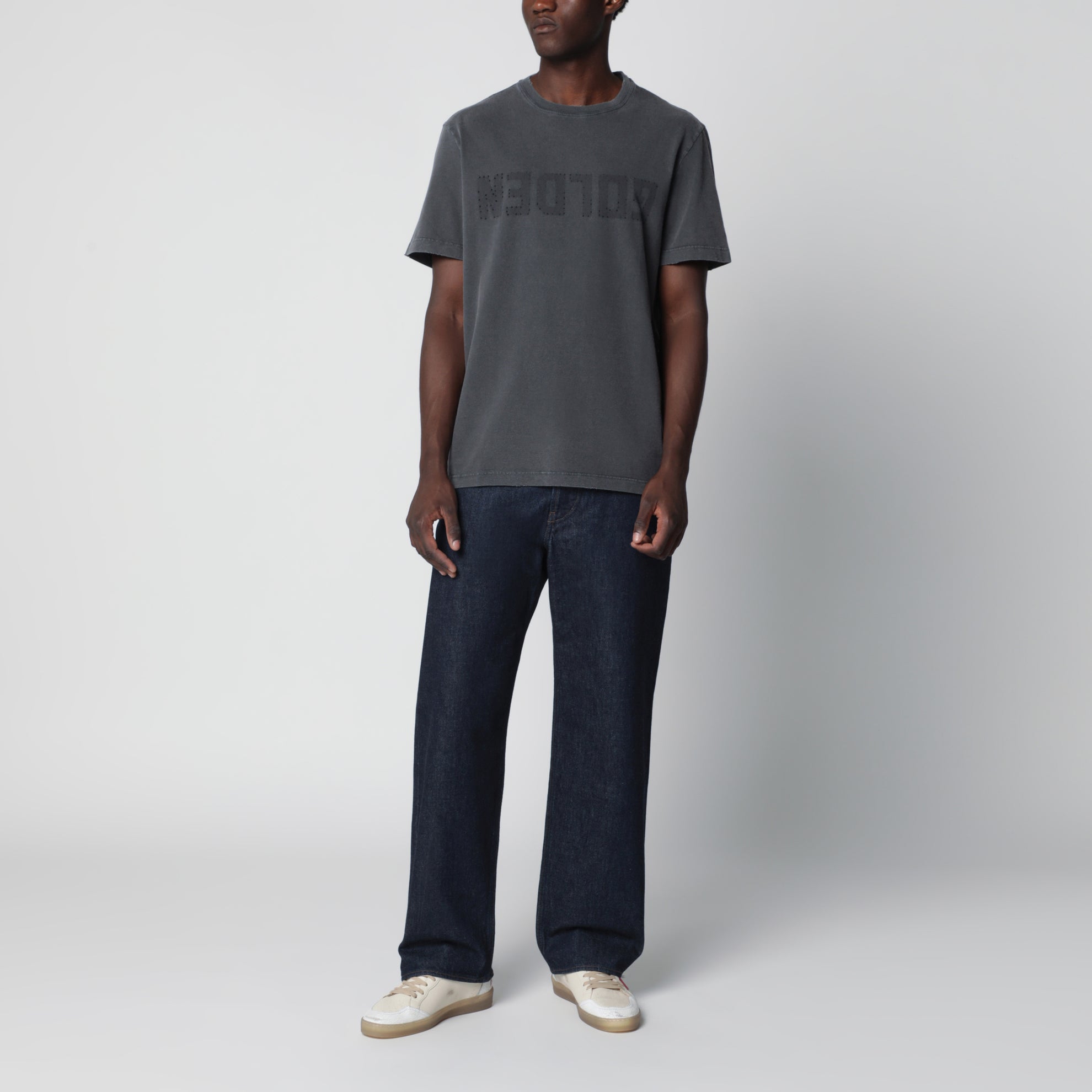 Anthracite grey vintage-effect T-shirt