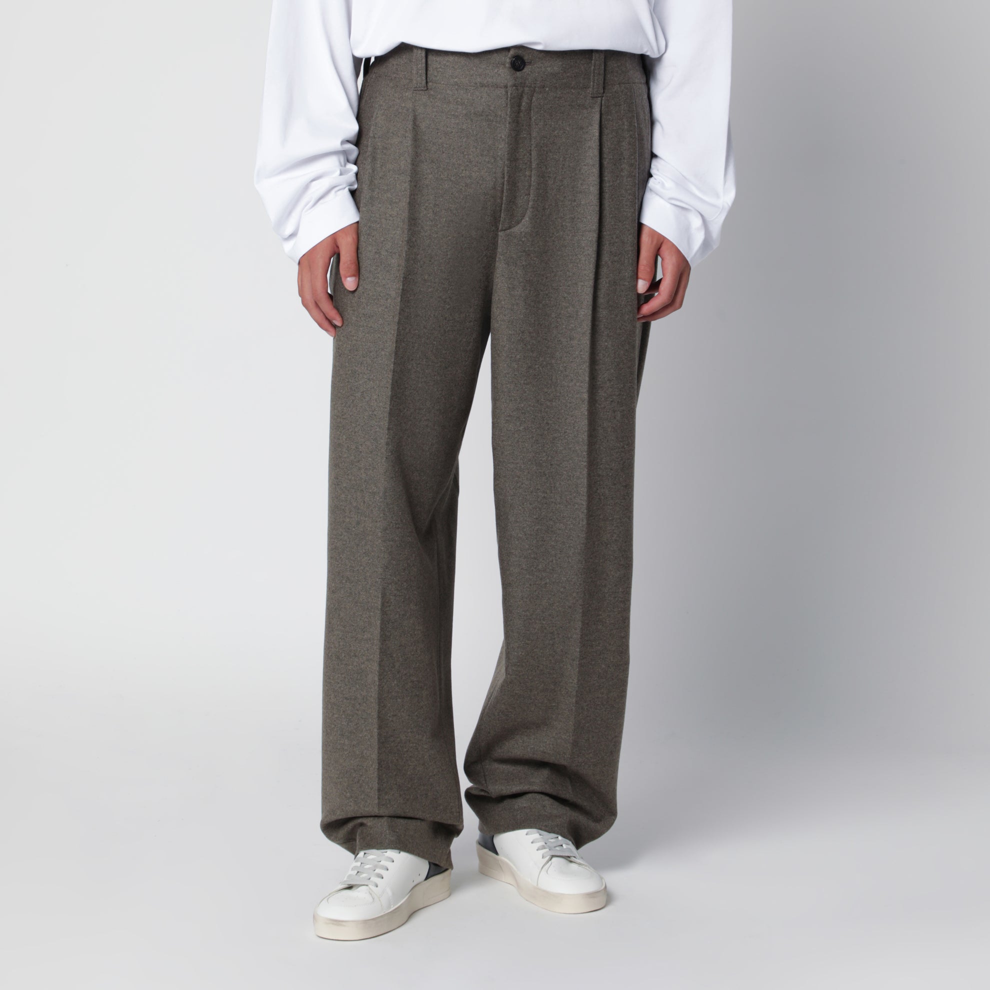 Pantaloni jogger Isiah grigio loden in lana