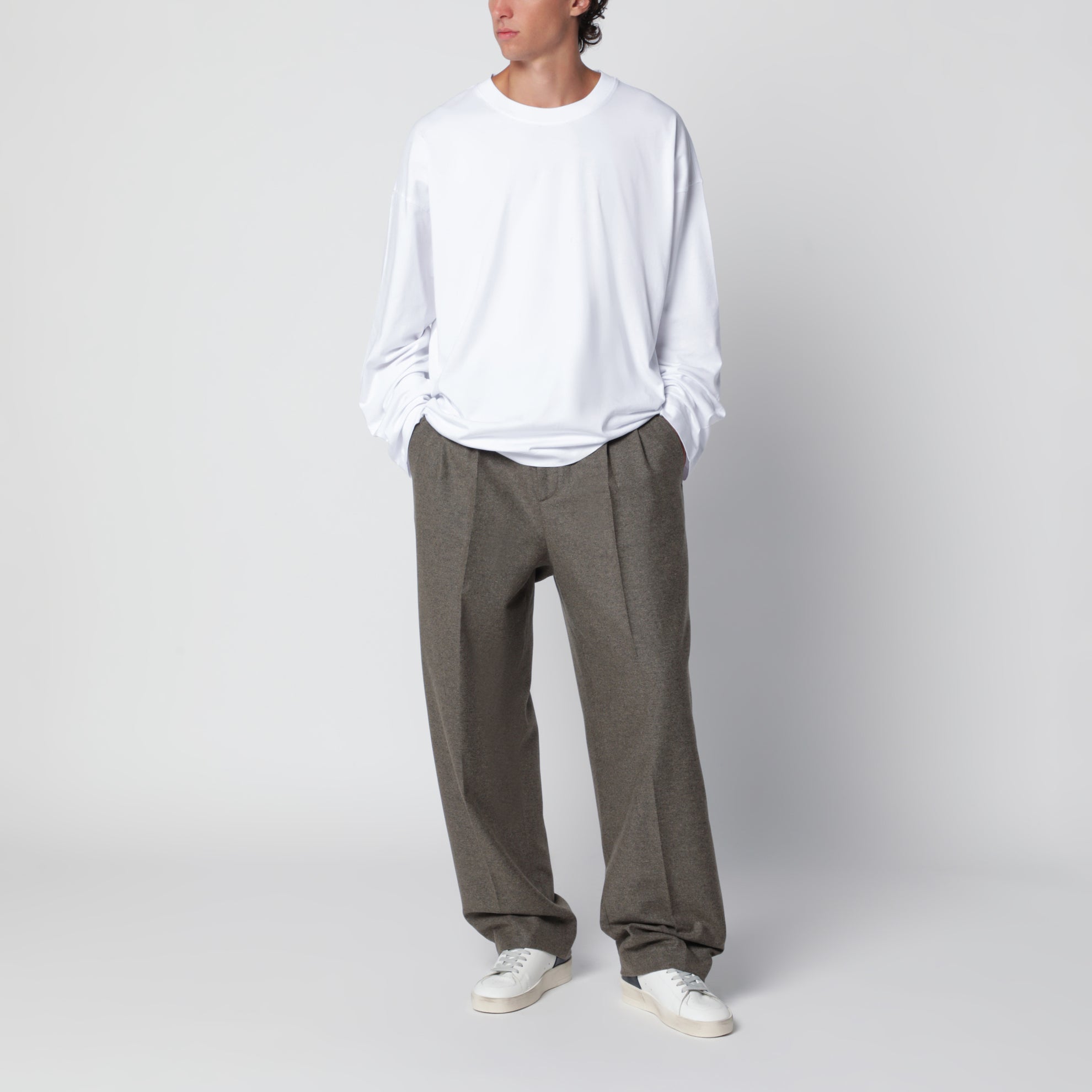 Pantaloni jogger Isiah grigio loden in lana