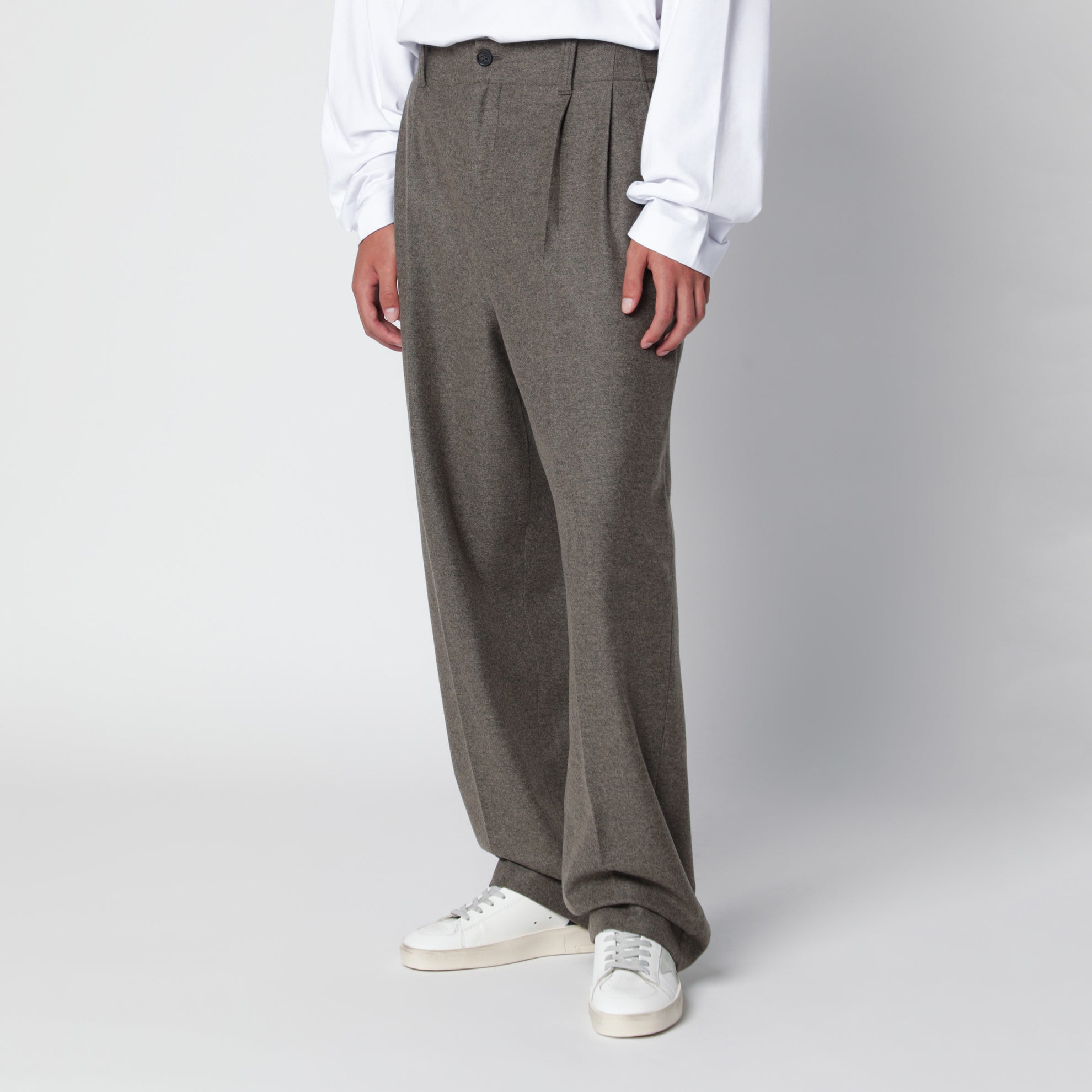 Pantaloni jogger Isiah grigio loden in lana