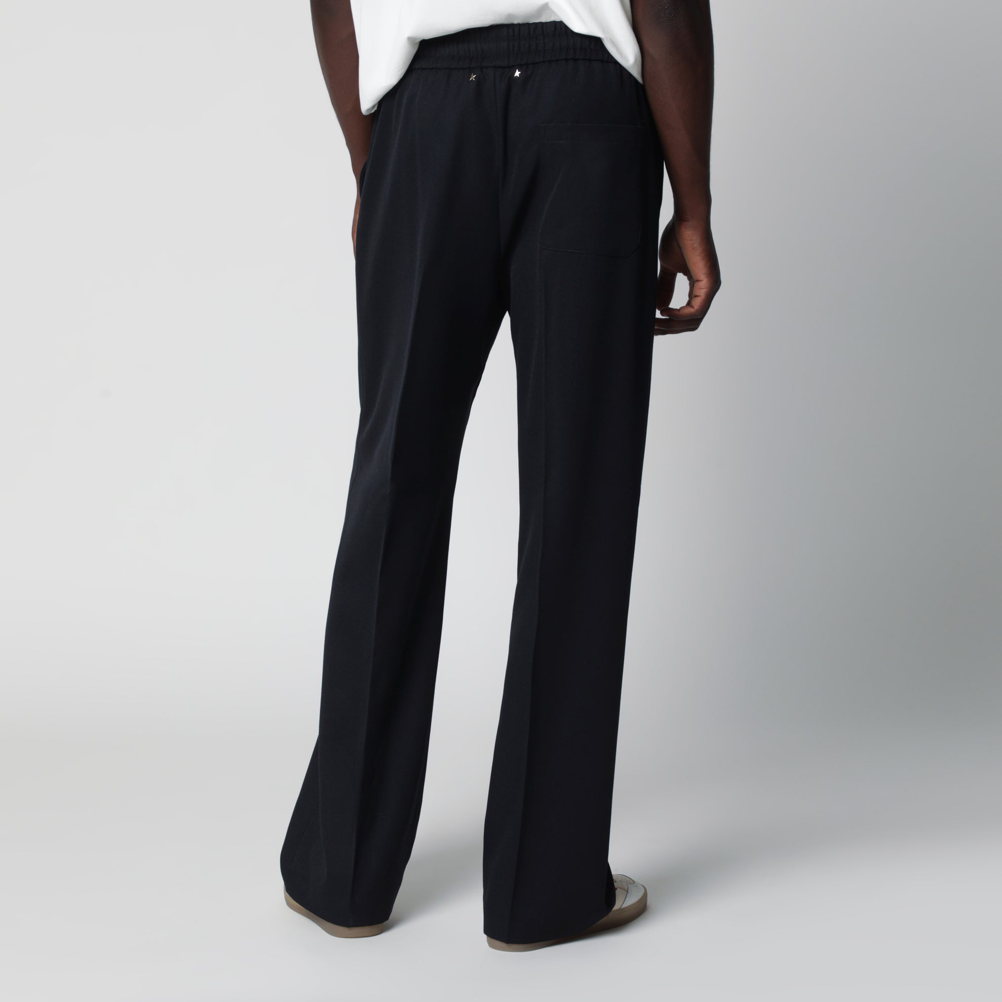 Straight-leg trousers in cotton-wool blend, dark blue