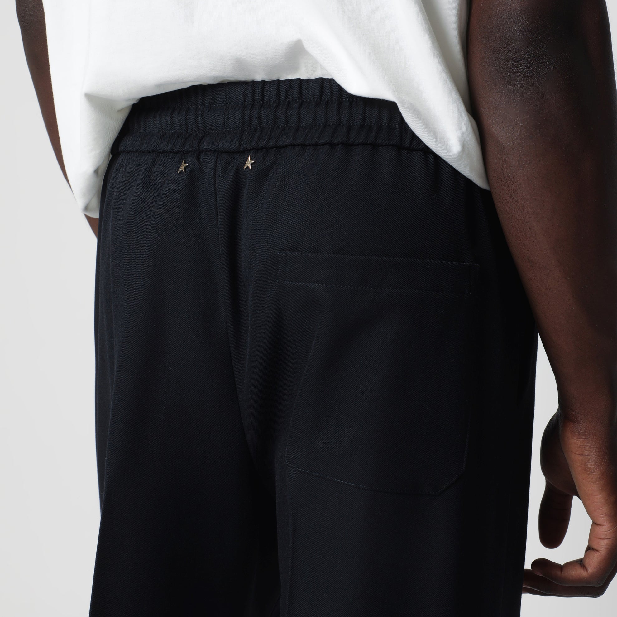 Straight-leg trousers in cotton-wool blend, dark blue