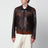 blouson aviateur en cuir marron effet vintage