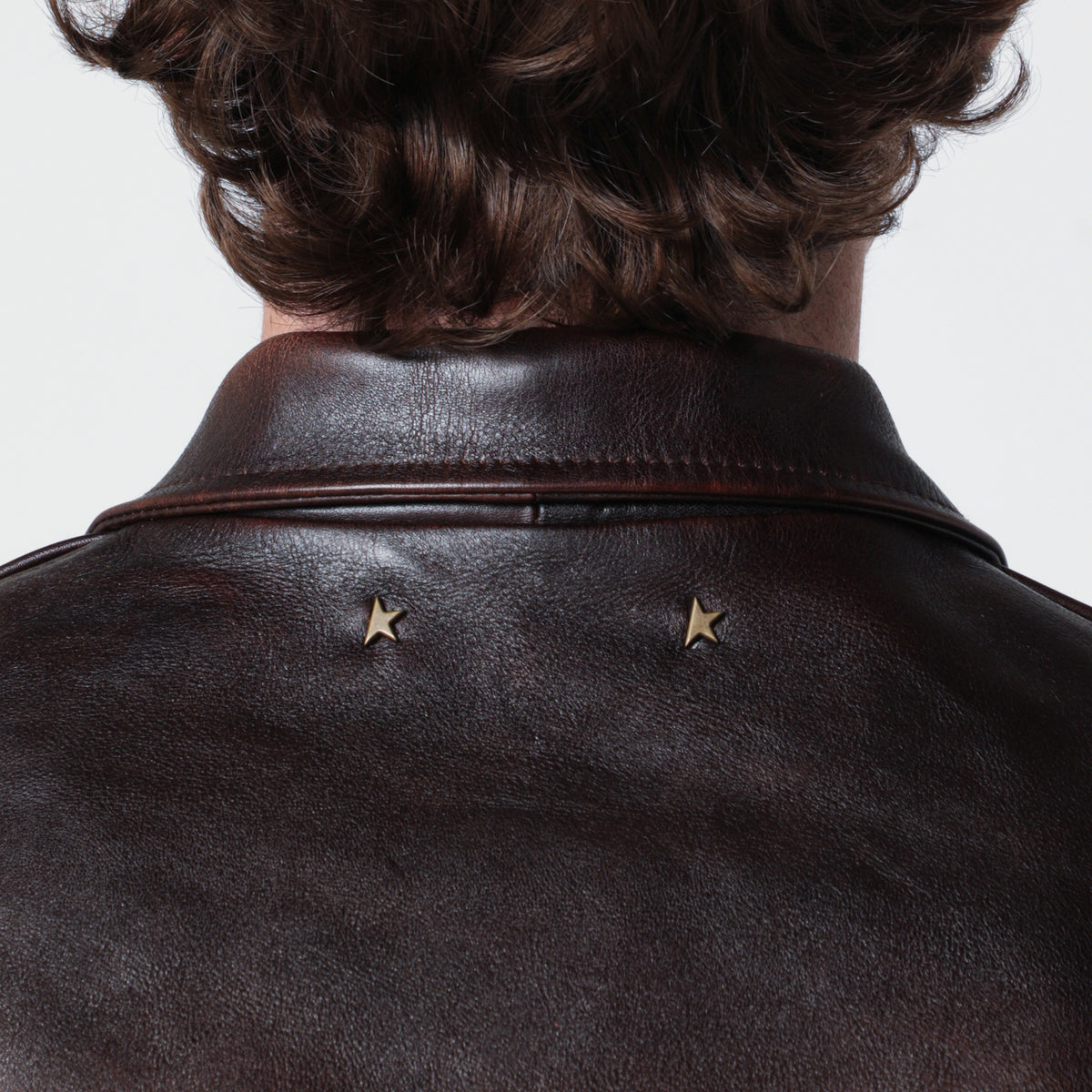 blouson aviateur en cuir marron effet vintage