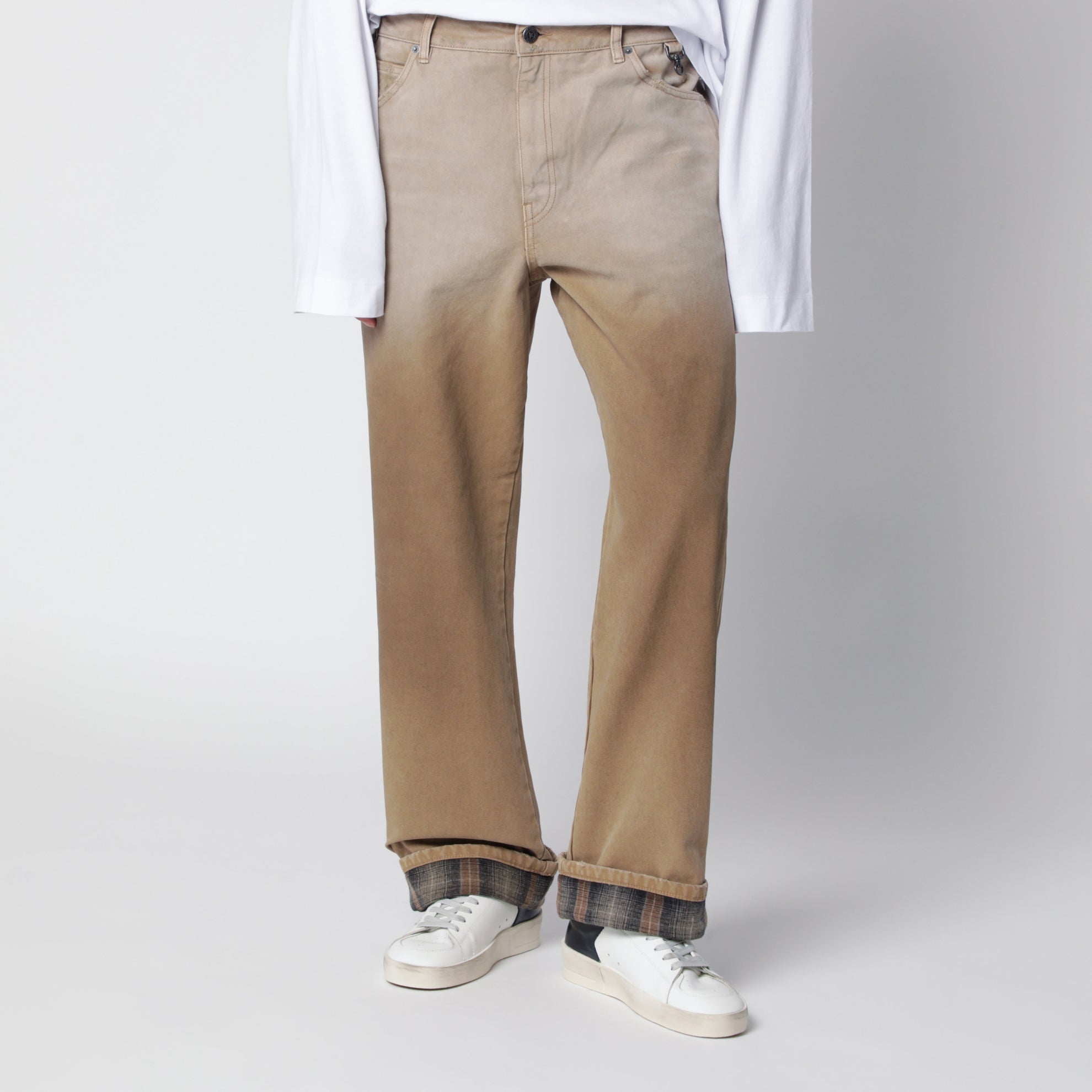 Pantalon painter en coton effet dégradé