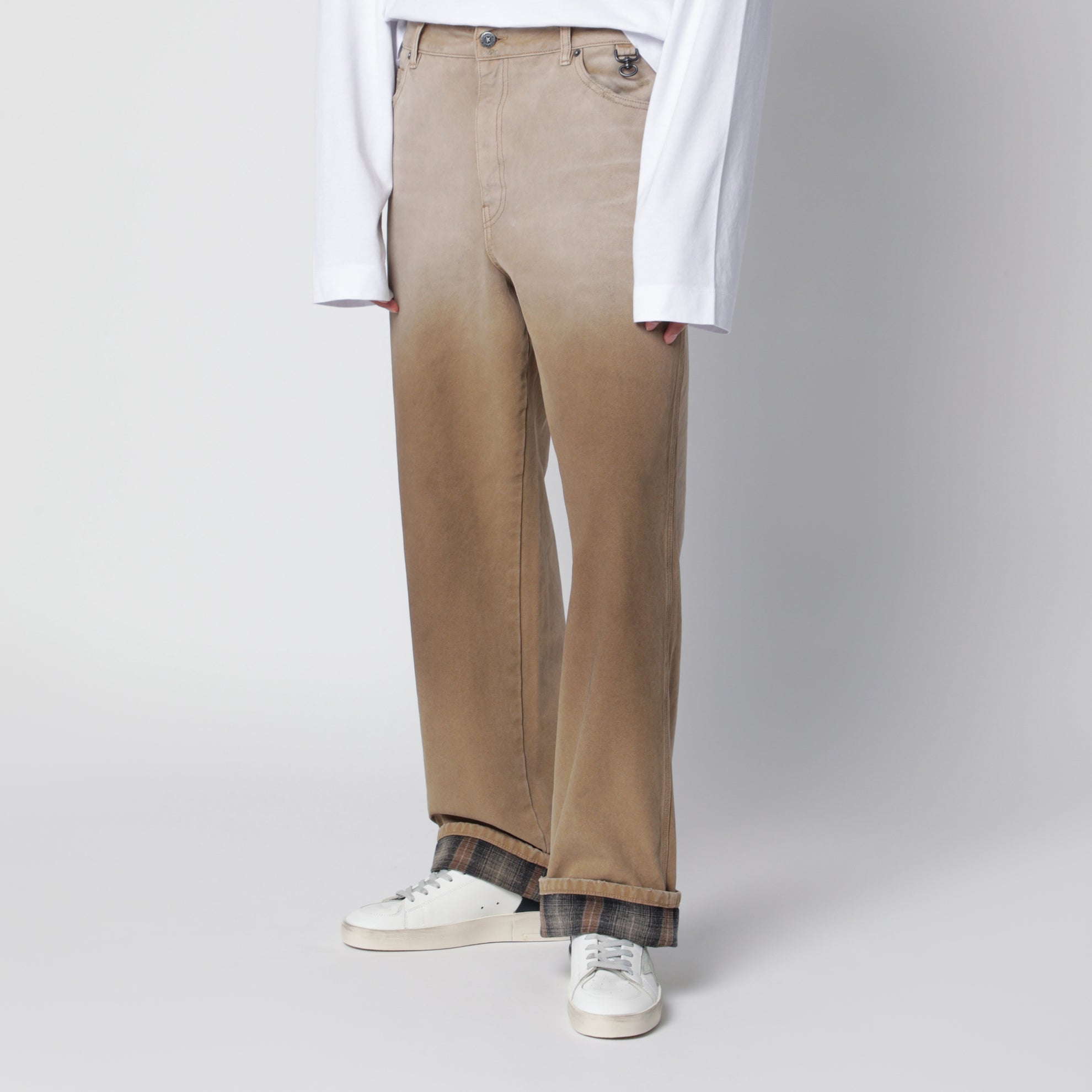 Pantalon painter en coton effet dégradé