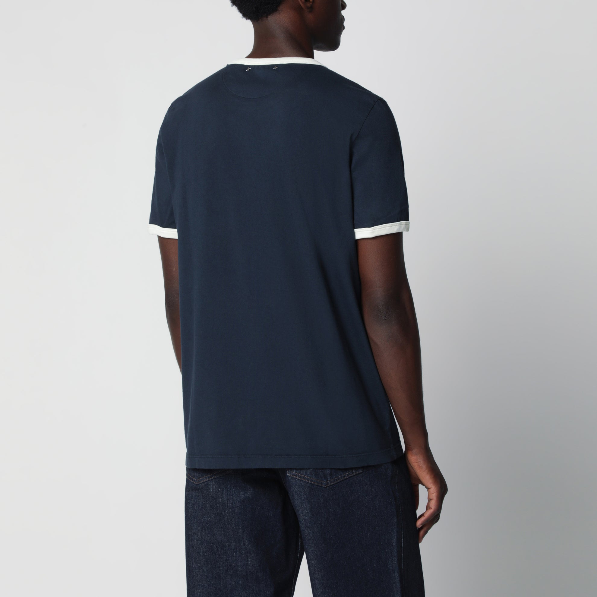 T-Shirt aus Baumwolljersey mit Logoprint in Blau/Weiß