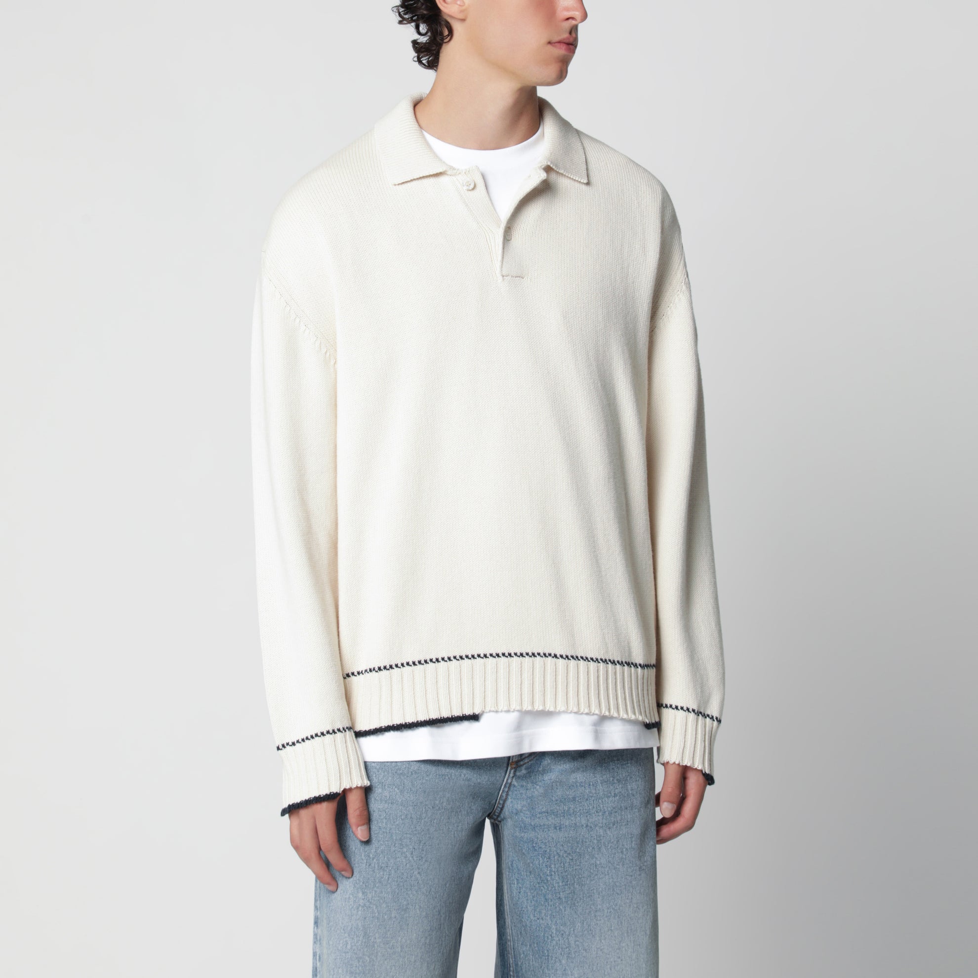Polo Rindley with logo print in cotton blend, Heritage White