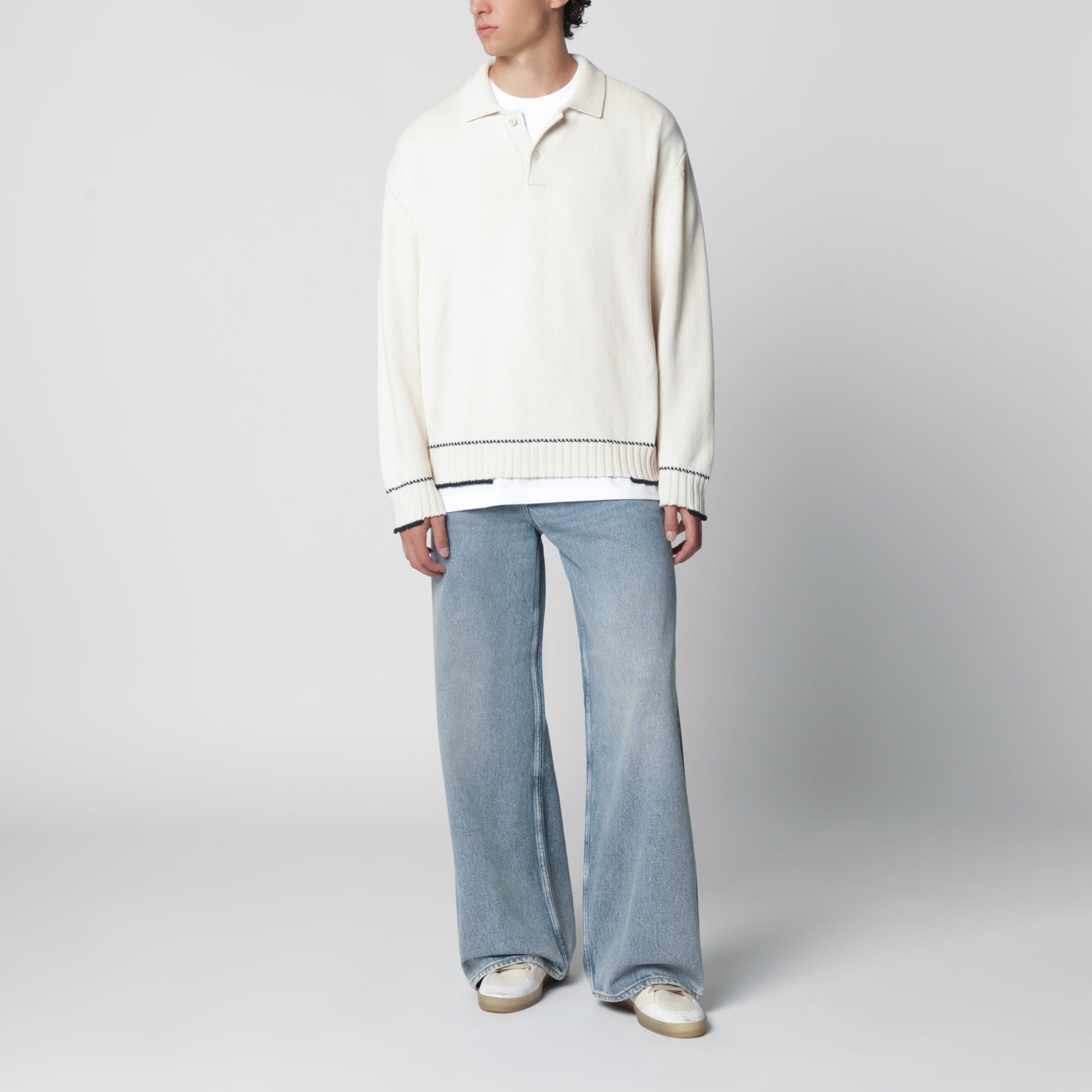 Polo Rindley with logo print in cotton blend, Heritage White