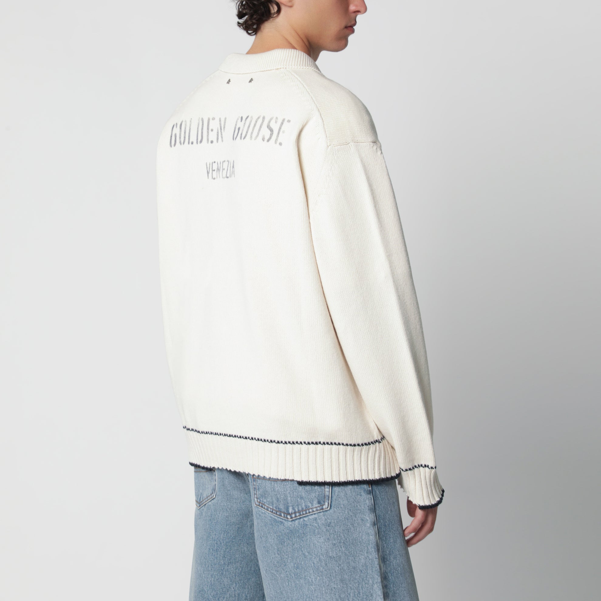 Polo Rindley with logo print in cotton blend, Heritage White