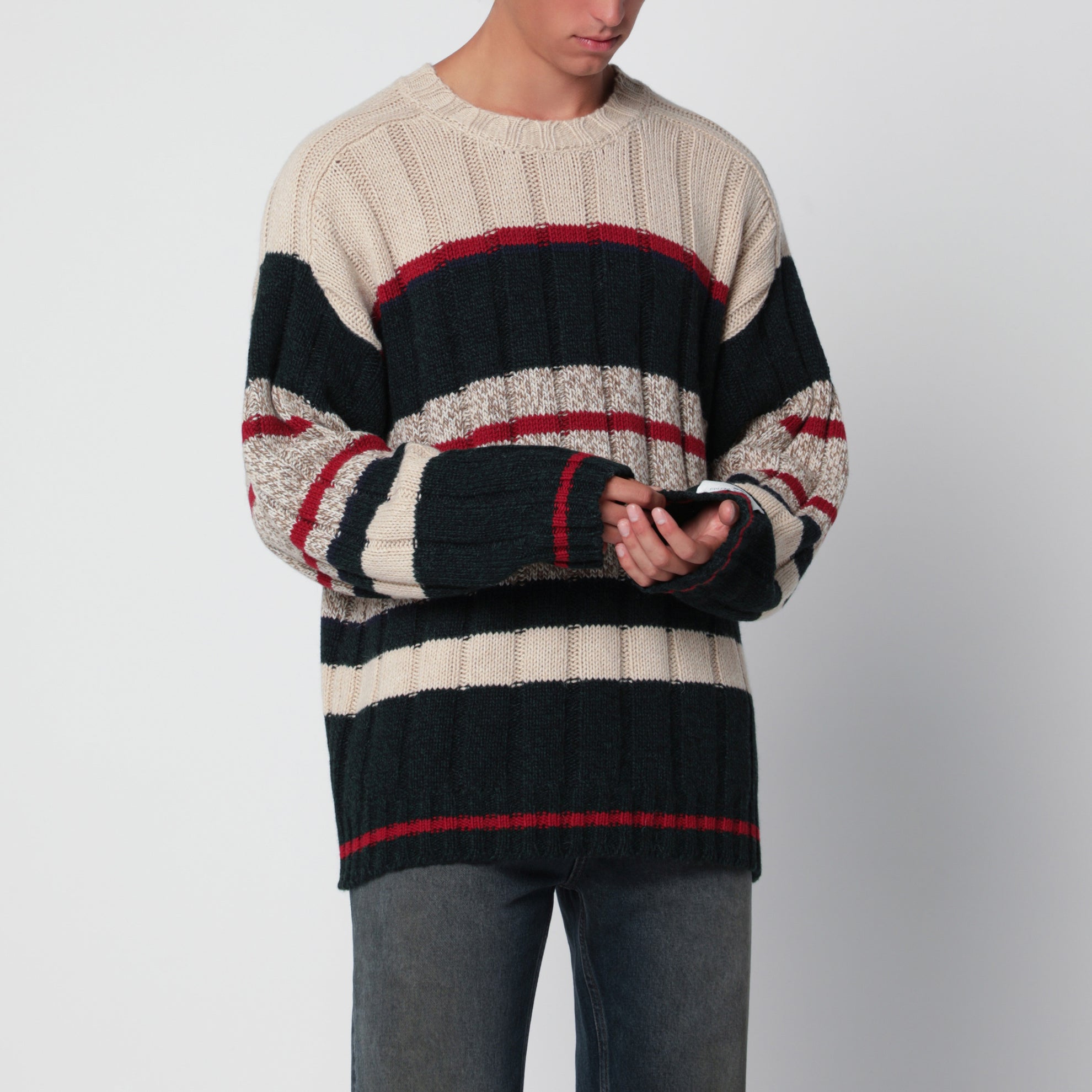 Pull rayé multicolore en mélange d'alpaga