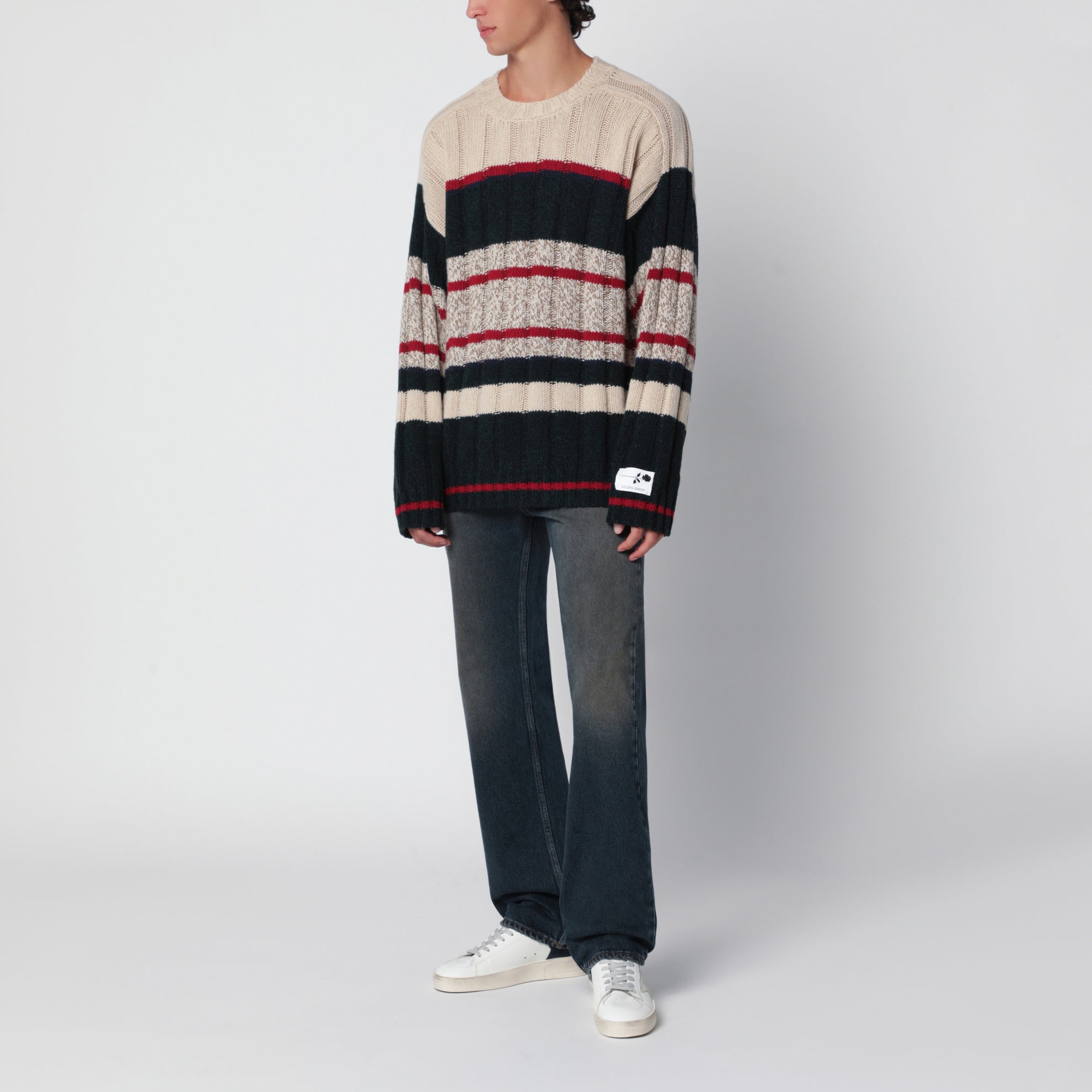 Pull rayé multicolore en mélange d'alpaga