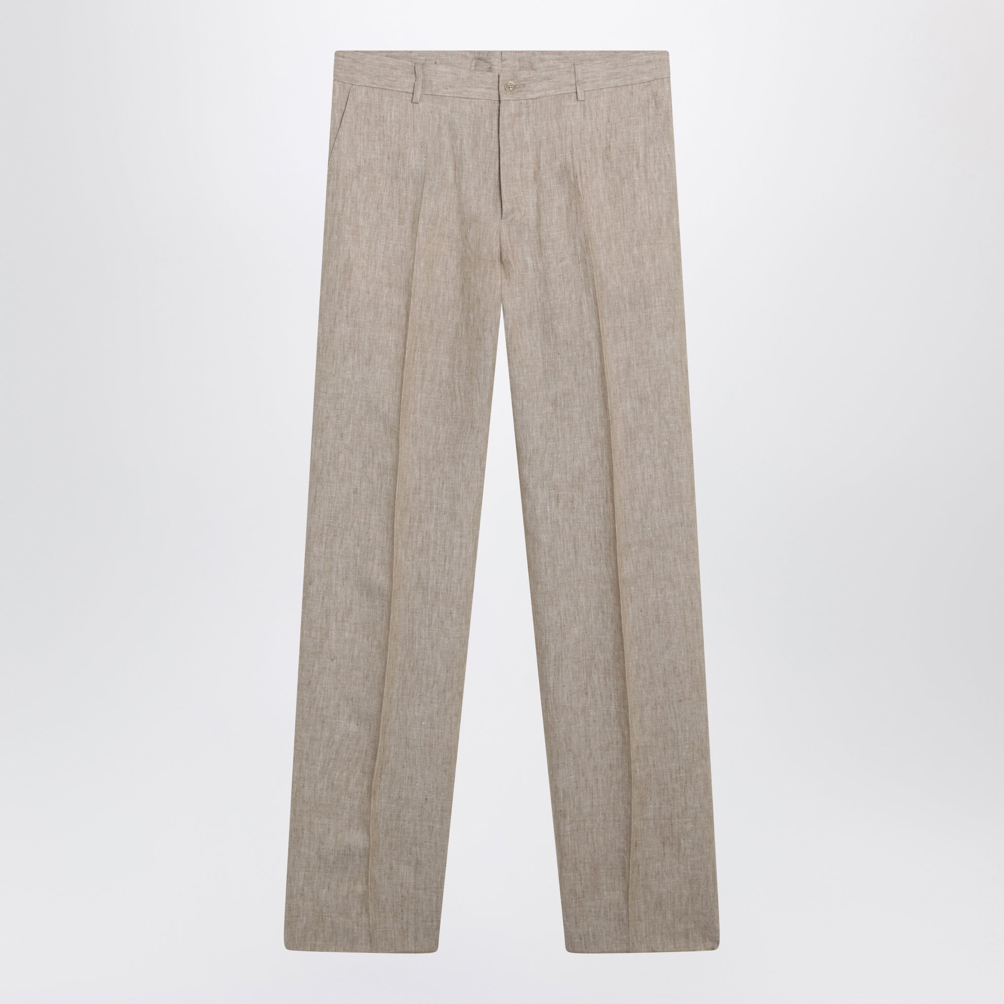 Classic linen twill trousers in beige/white mélange