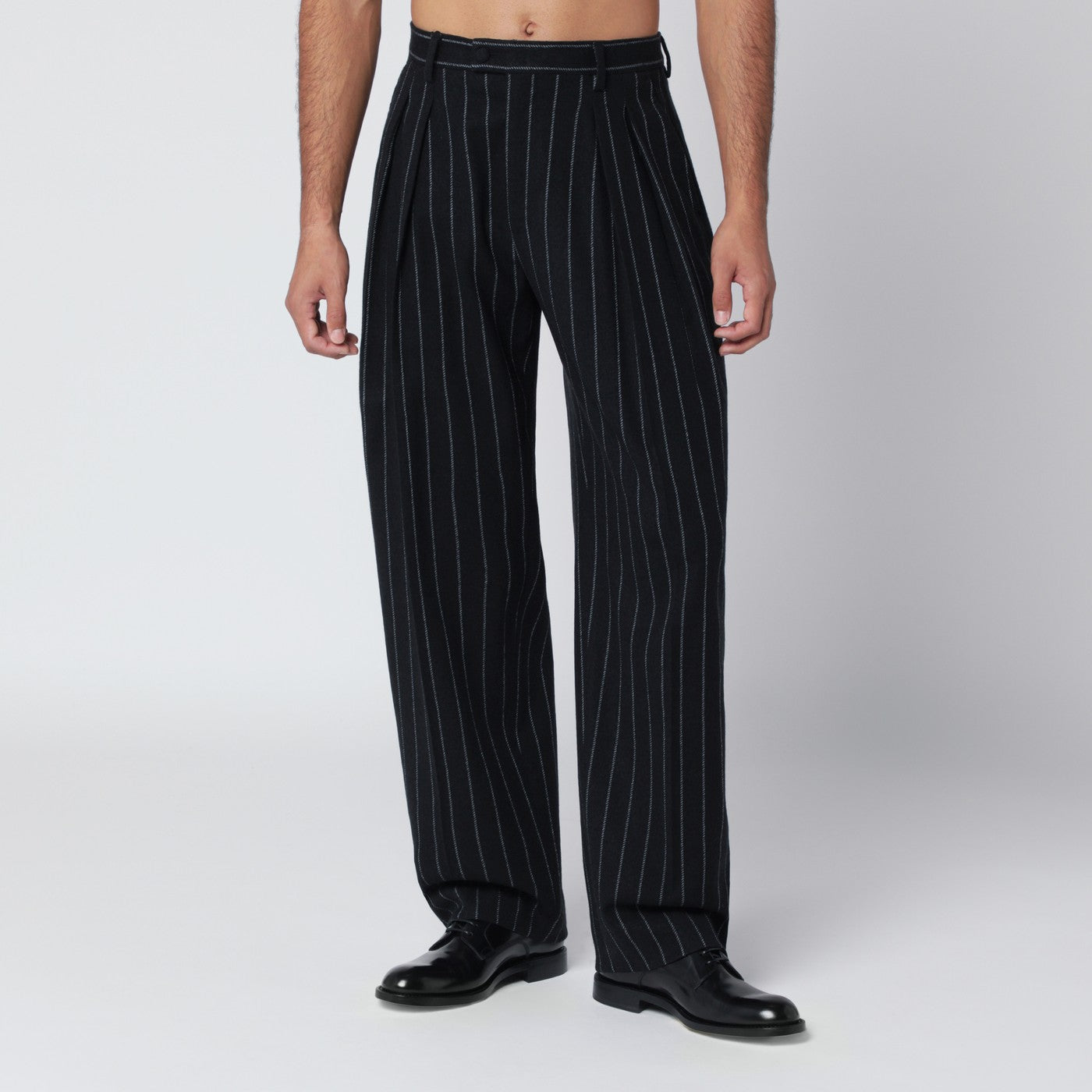 Pantalone in misto lana rigato