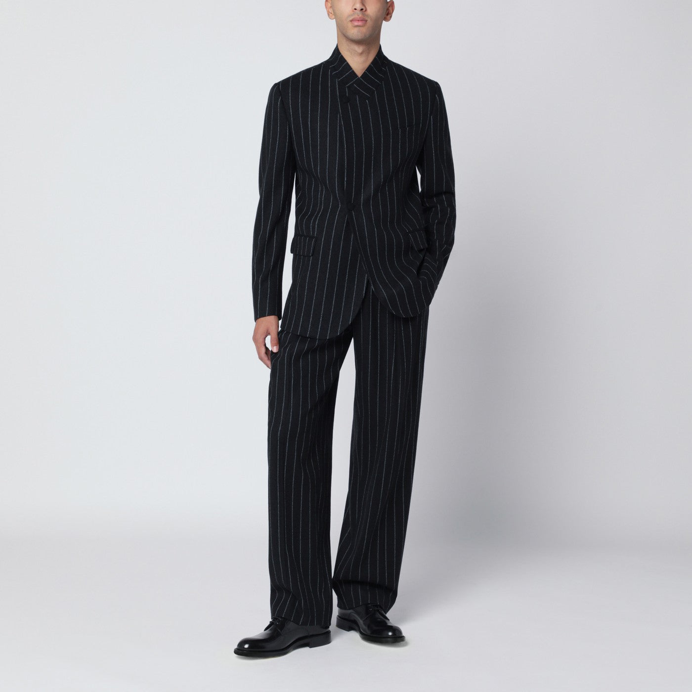 Pantalone in misto lana rigato