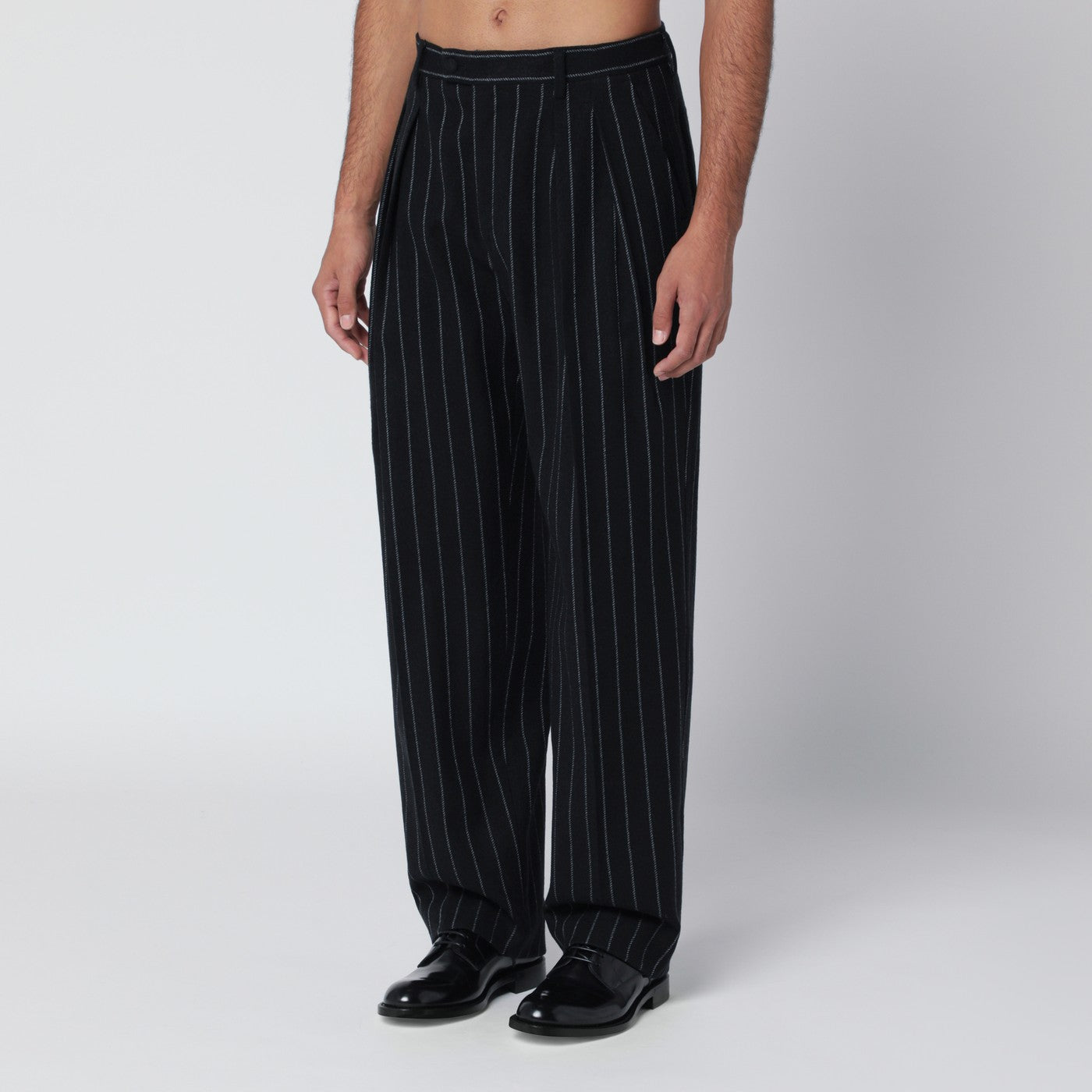 Pantalone in misto lana rigato
