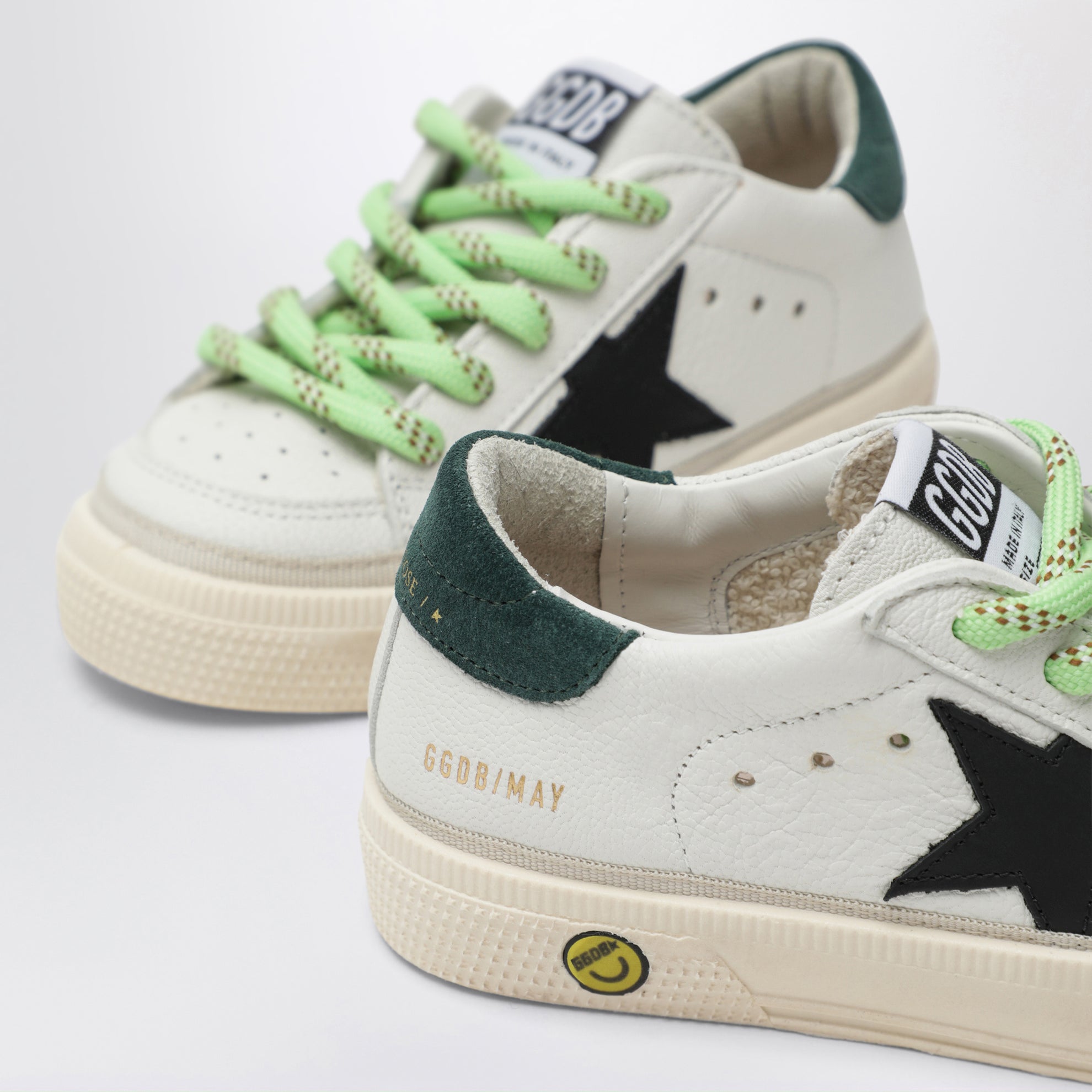 Sneakers May in pelle bianca/nera/verde