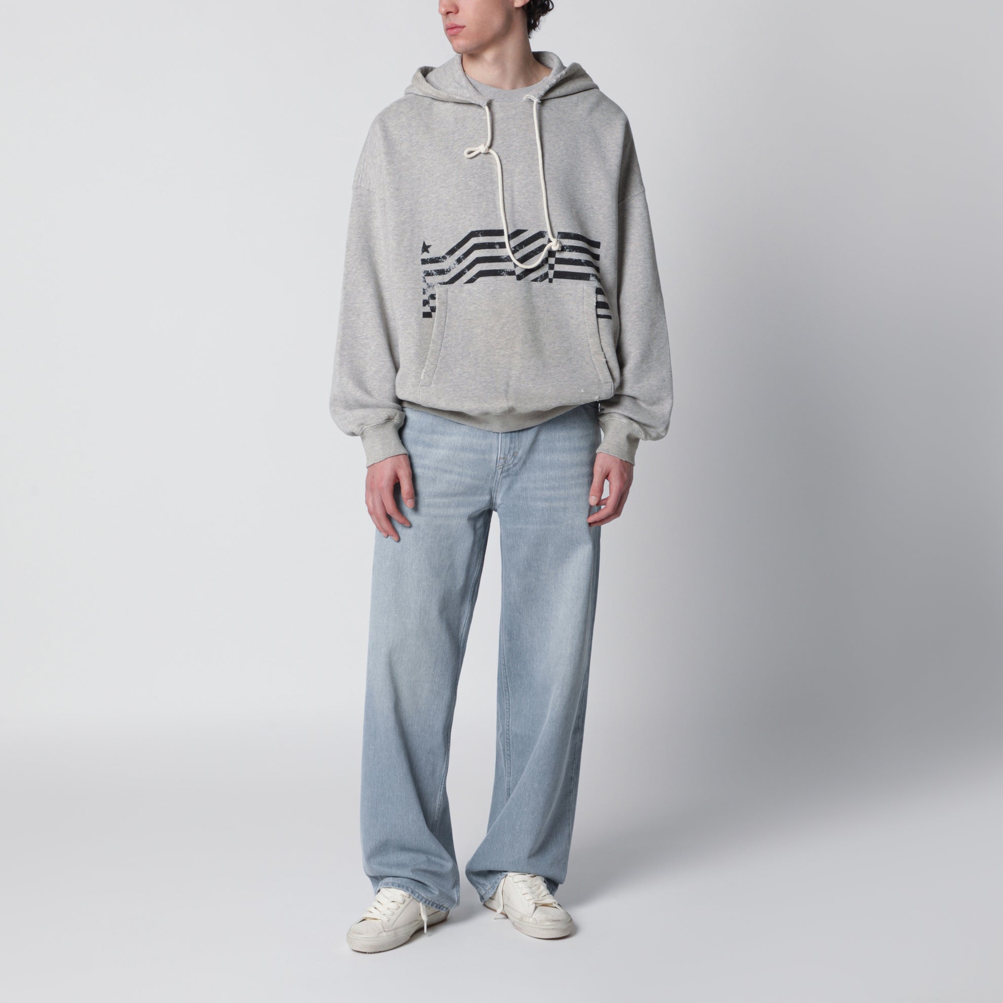 Journey sweatshirt with vintage-effect print in grey