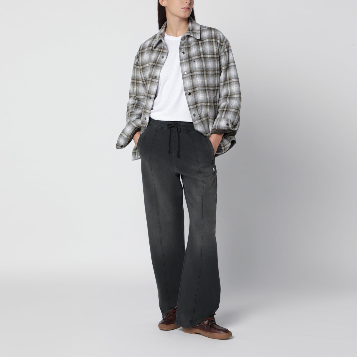 Faded grey cotton jogging trousers