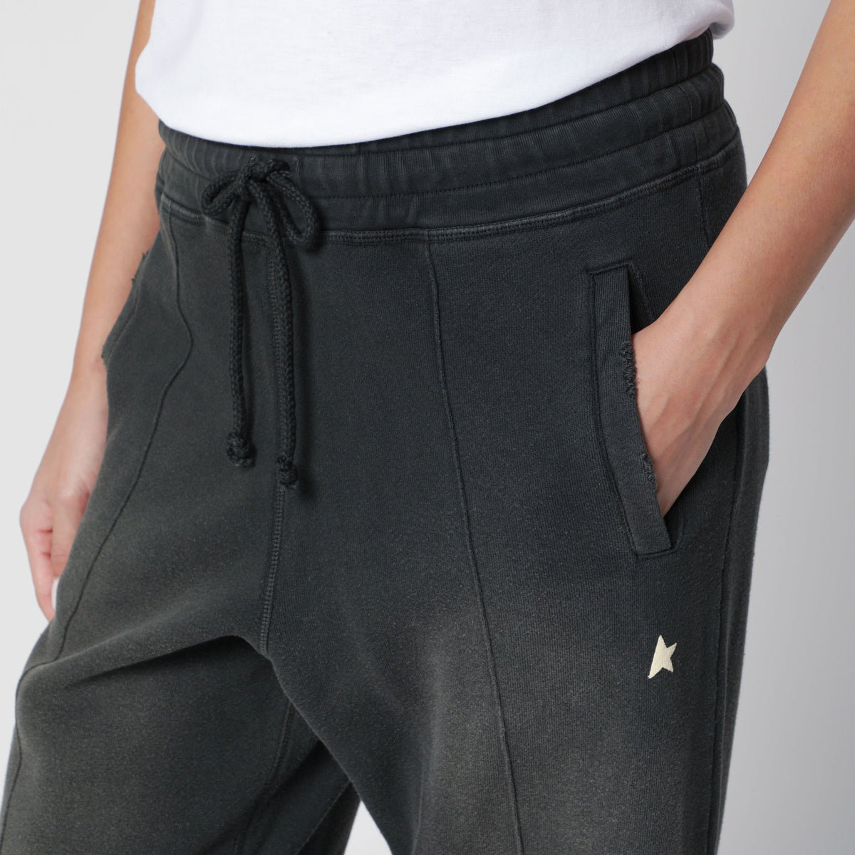 Faded grey cotton jogging trousers