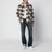 Hemdjacke mit taupefarbenem/cremefarbenem Karomuster aus Mohairmischung