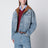 Blouson in denim washed con colletto scamosciato