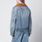 Blouson in denim washed con colletto scamosciato