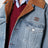 Blouson in denim washed con colletto scamosciato