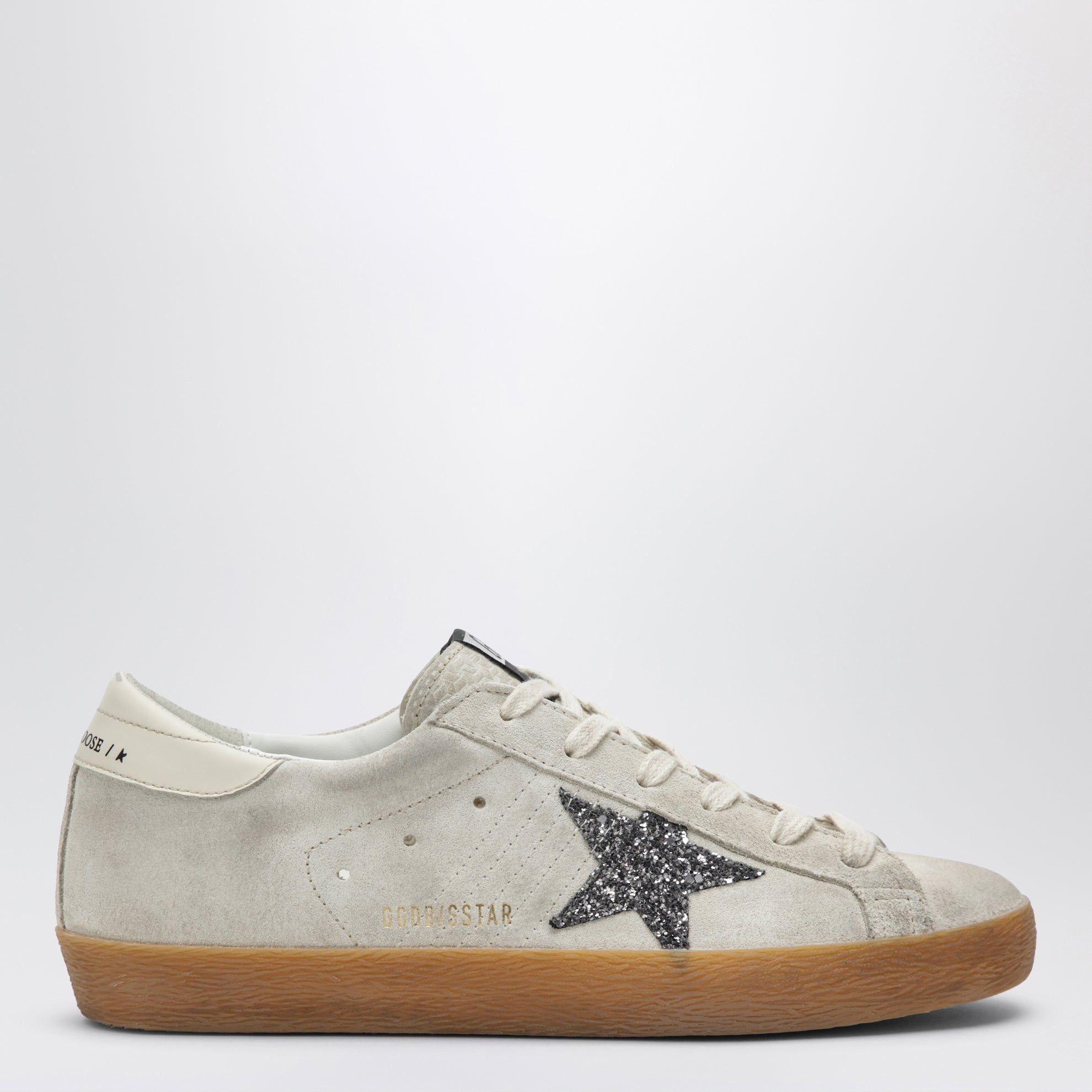 Sneakers Super-star color perla con stella glitter