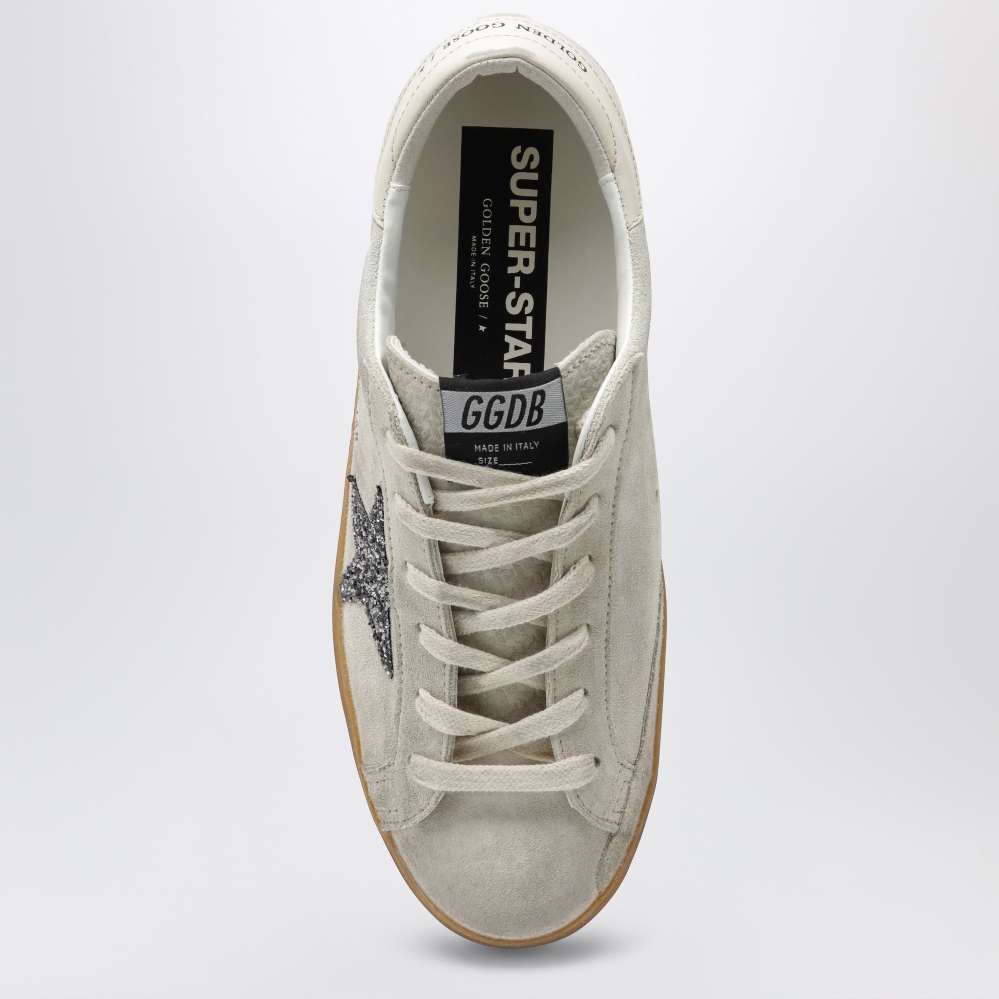 Sneakers Super-star color perla con stella glitter