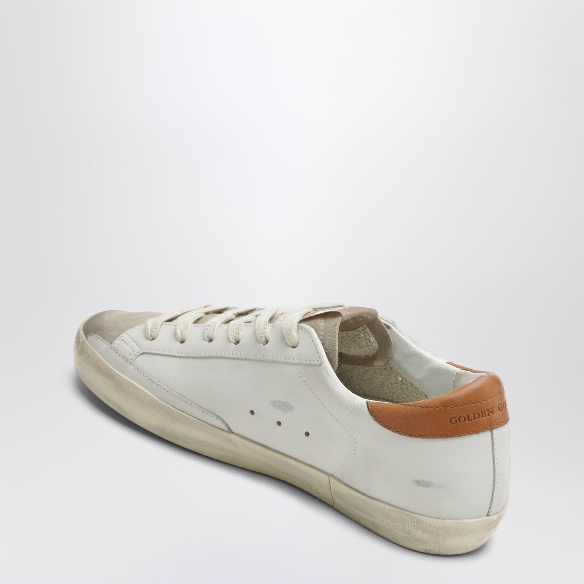Baskets Super-Star blanc/beige avec étoile pailletée