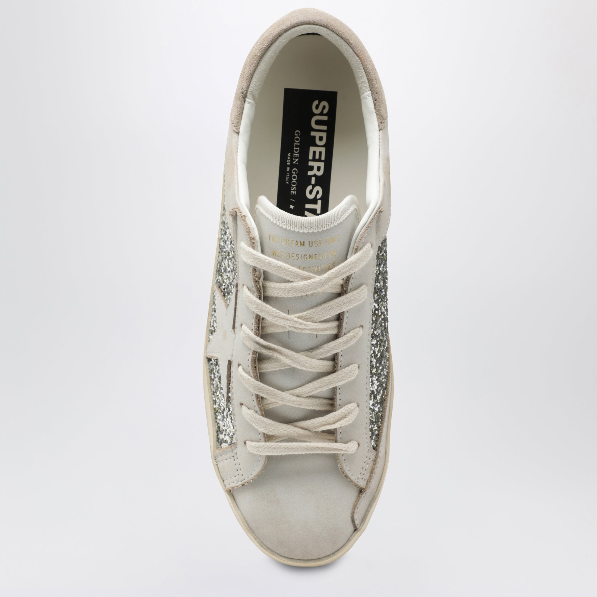 Super-Star Sneaker in Weiß/Platin-Glitzer