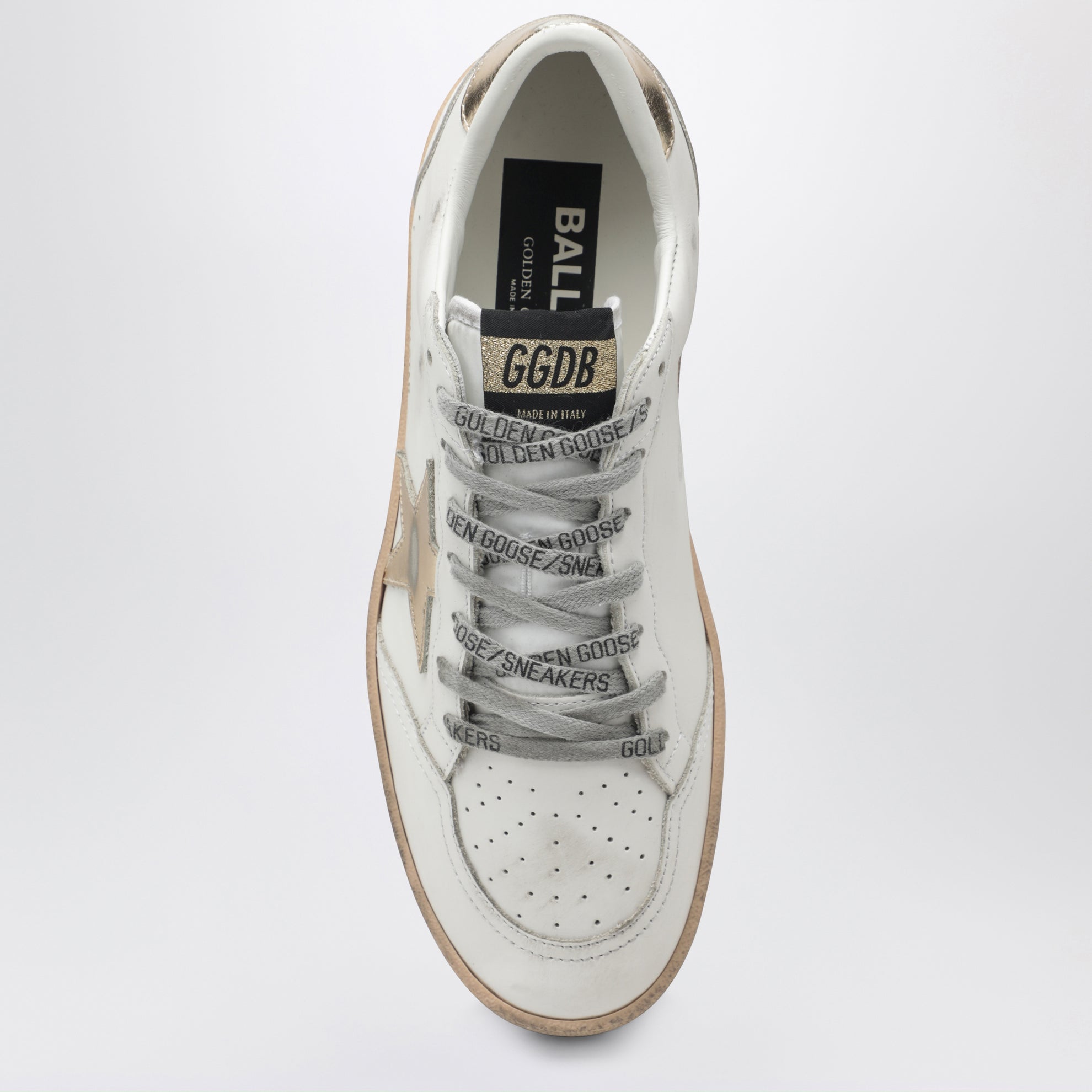 Ball Star sneakers in milk white/gold with vintage effect
