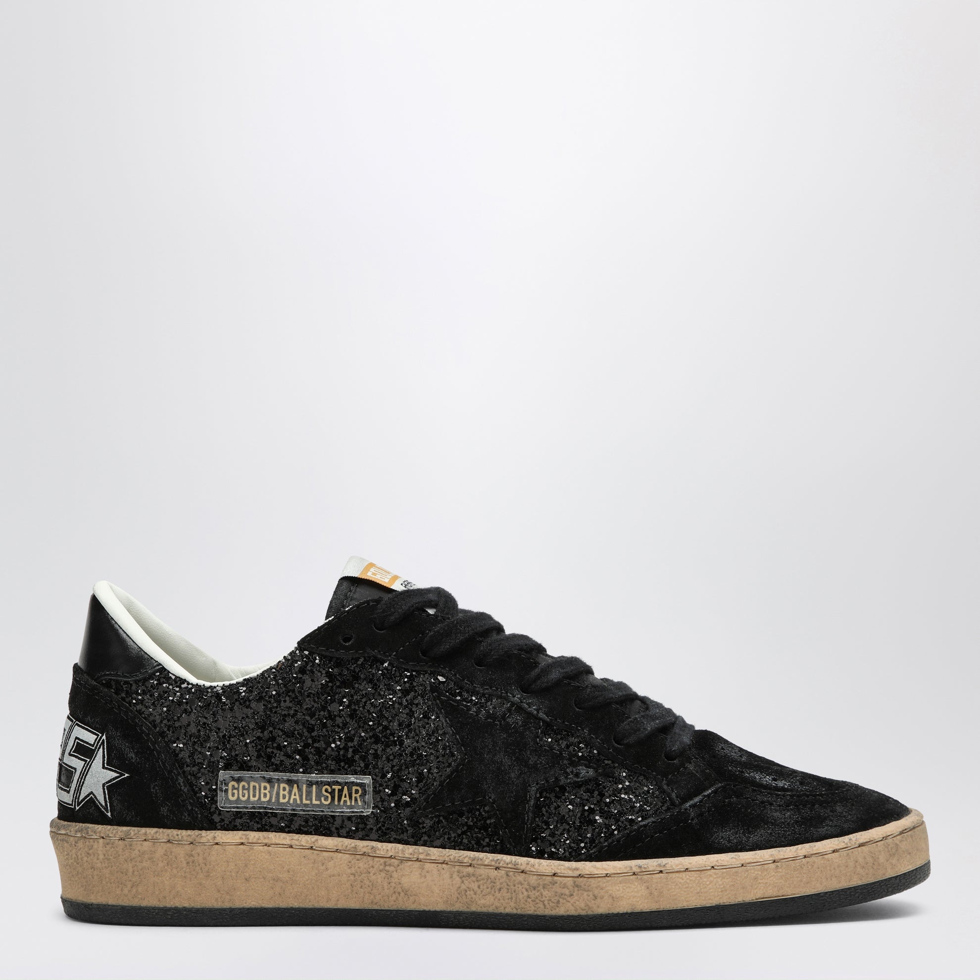 Sneakers Ball Star nera in suede e glitter
