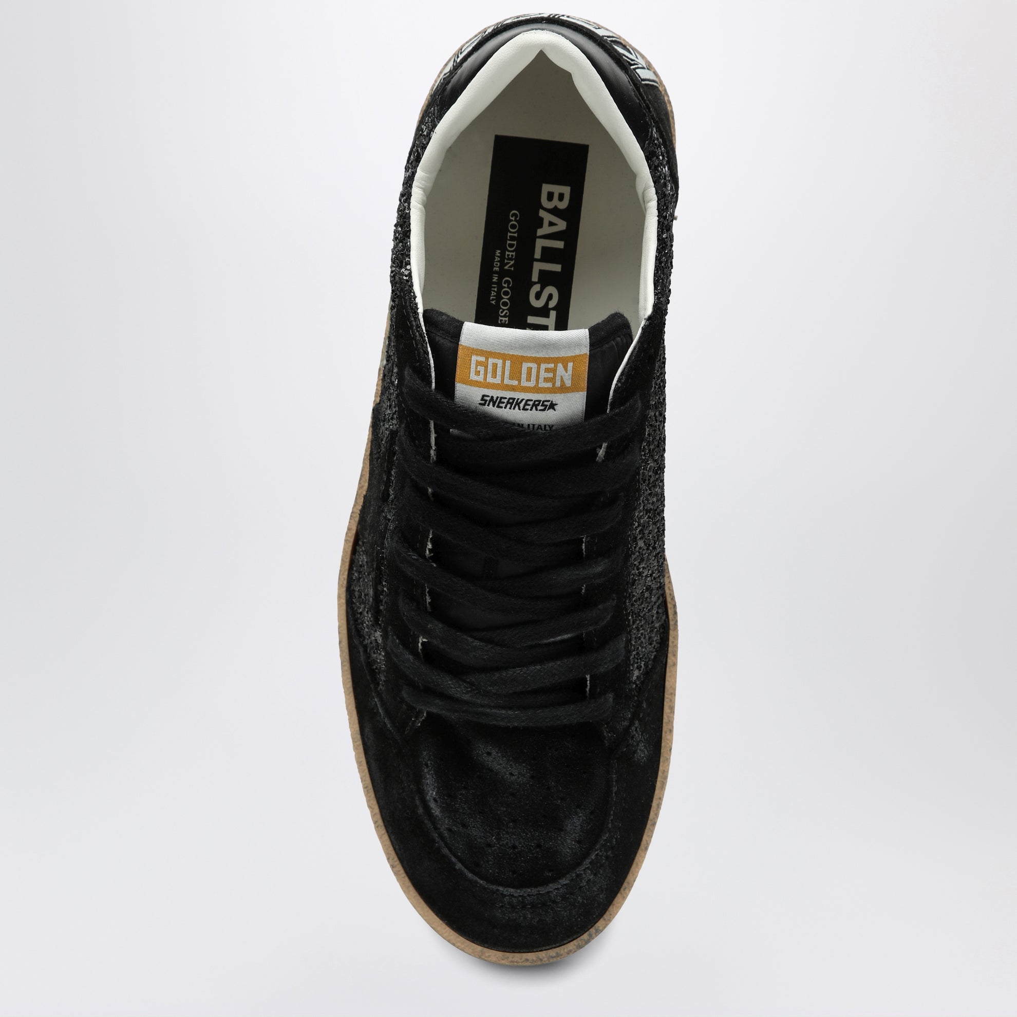 Sneakers Ball Star nera in suede e glitter