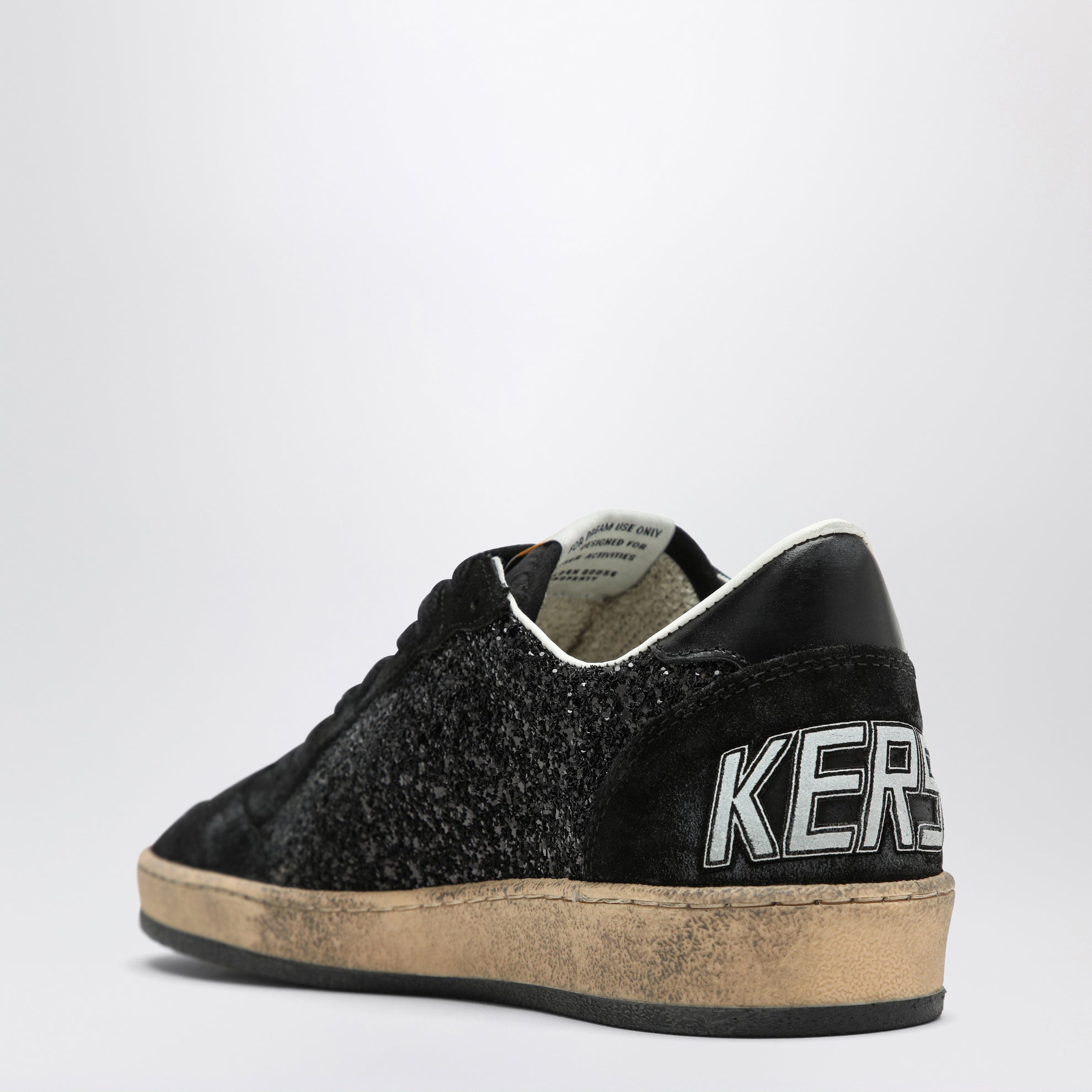 Sneakers Ball Star nera in suede e glitter