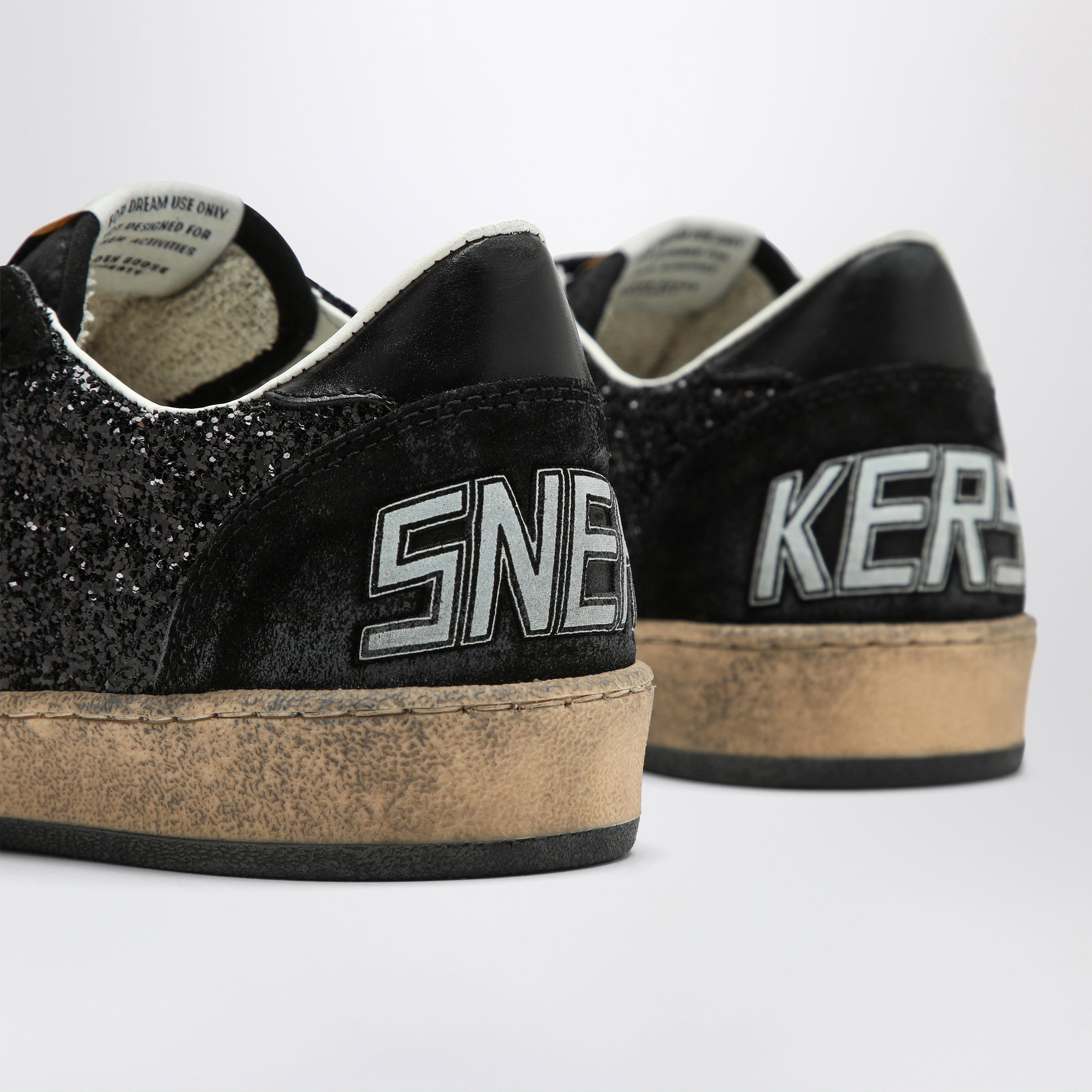 Sneakers Ball Star nera in suede e glitter