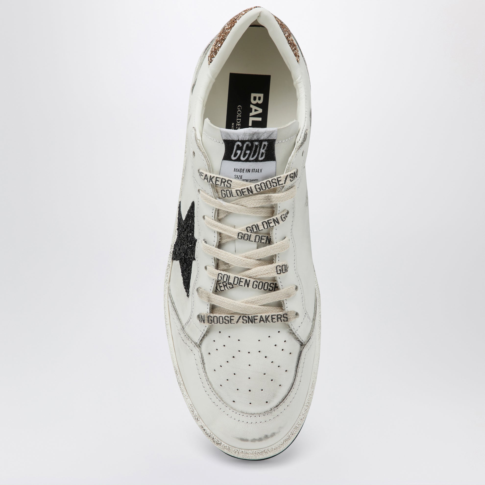 Sneakers Ball Star bianca/nera con glitter oro