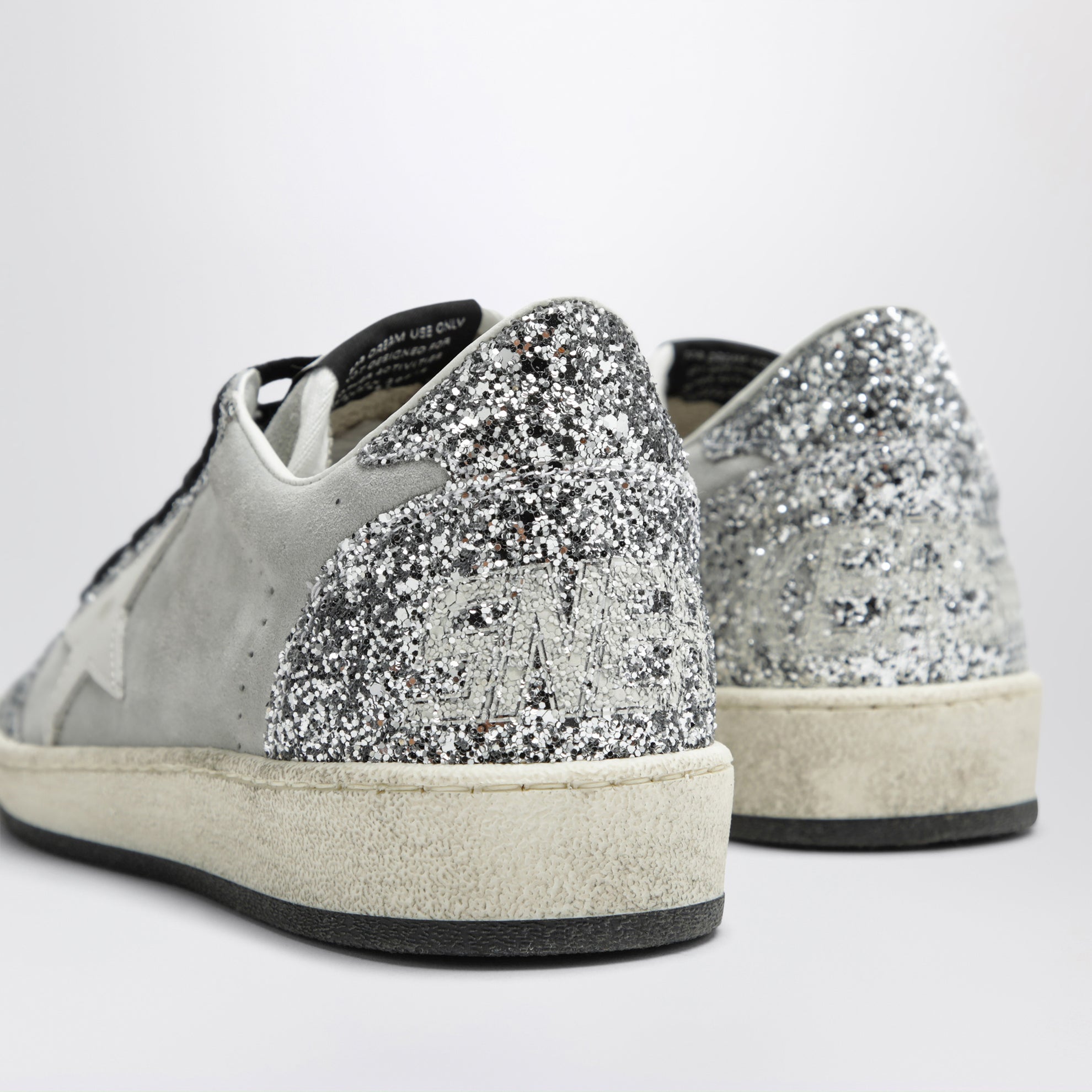 Ball Star Sneaker in Grau/Weiß mit silbernem Glitzer