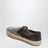 Slip-on marroni in suede con borchie