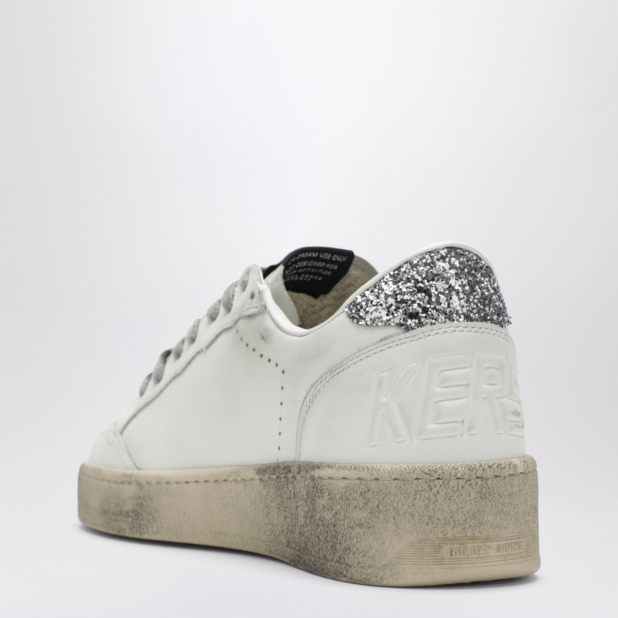 Ball Star Sneaker in Weiß/Silber/Platin-Glitzer